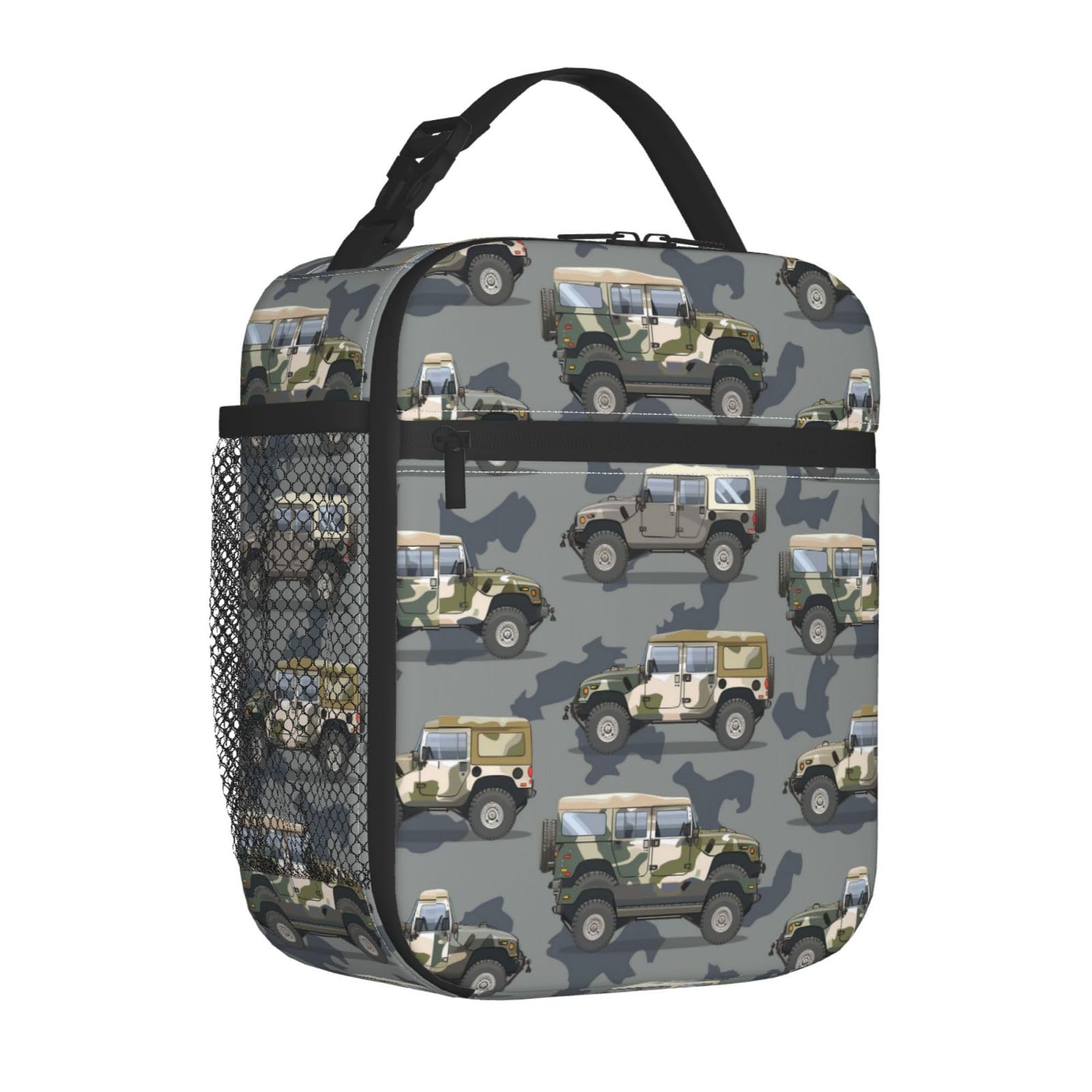 Mexpekil Vehicles Car Insulated Lunch Bag for Women Men Thermal Lunch Box Portable Picnic Cooler Bag with Side Mesh Pocket Adults Lunchbox for Work
