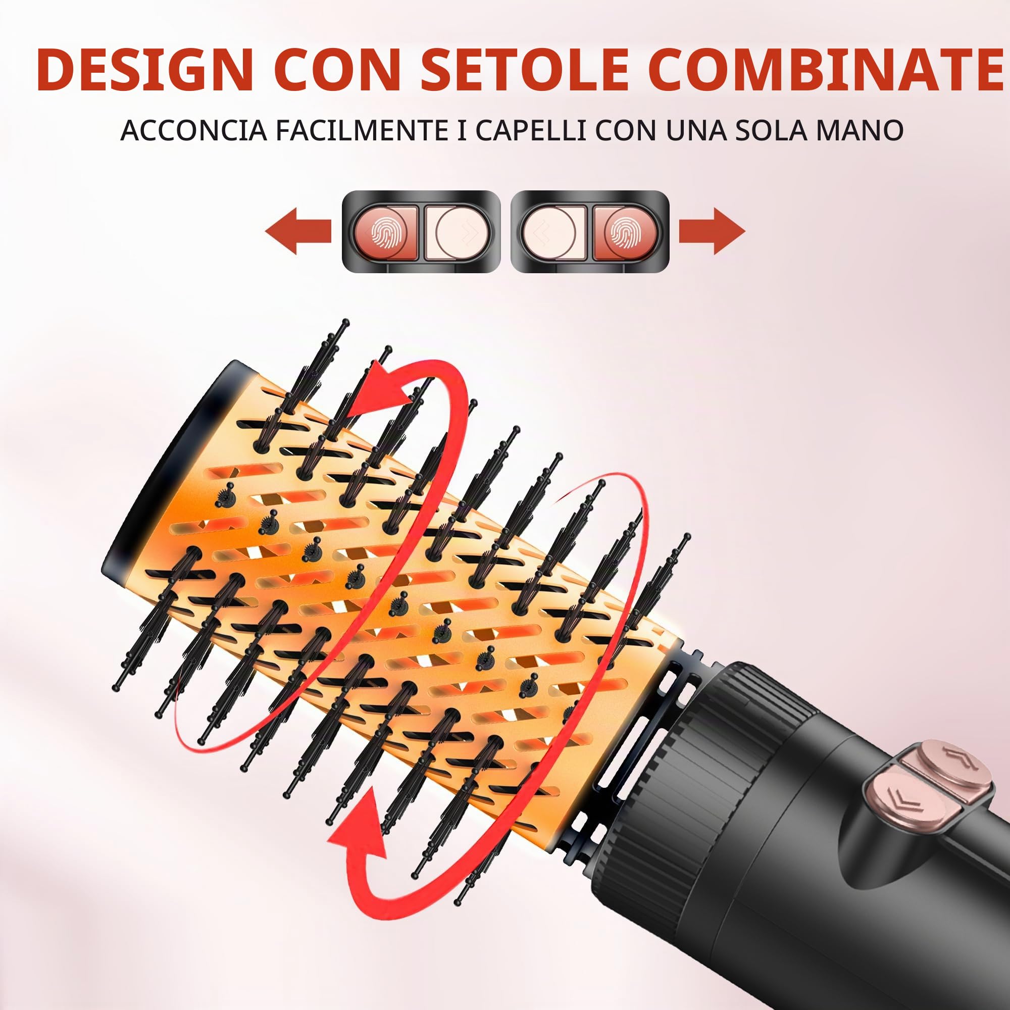 Hairstyle Airstyler 5 in 1 con spazzola rotante ad aria calda da 1000 W, spazzola per asciugacapelli, spazzola rotonda, arricciacapelli ad aria, spazzola per acconciature, styler multistyler per
