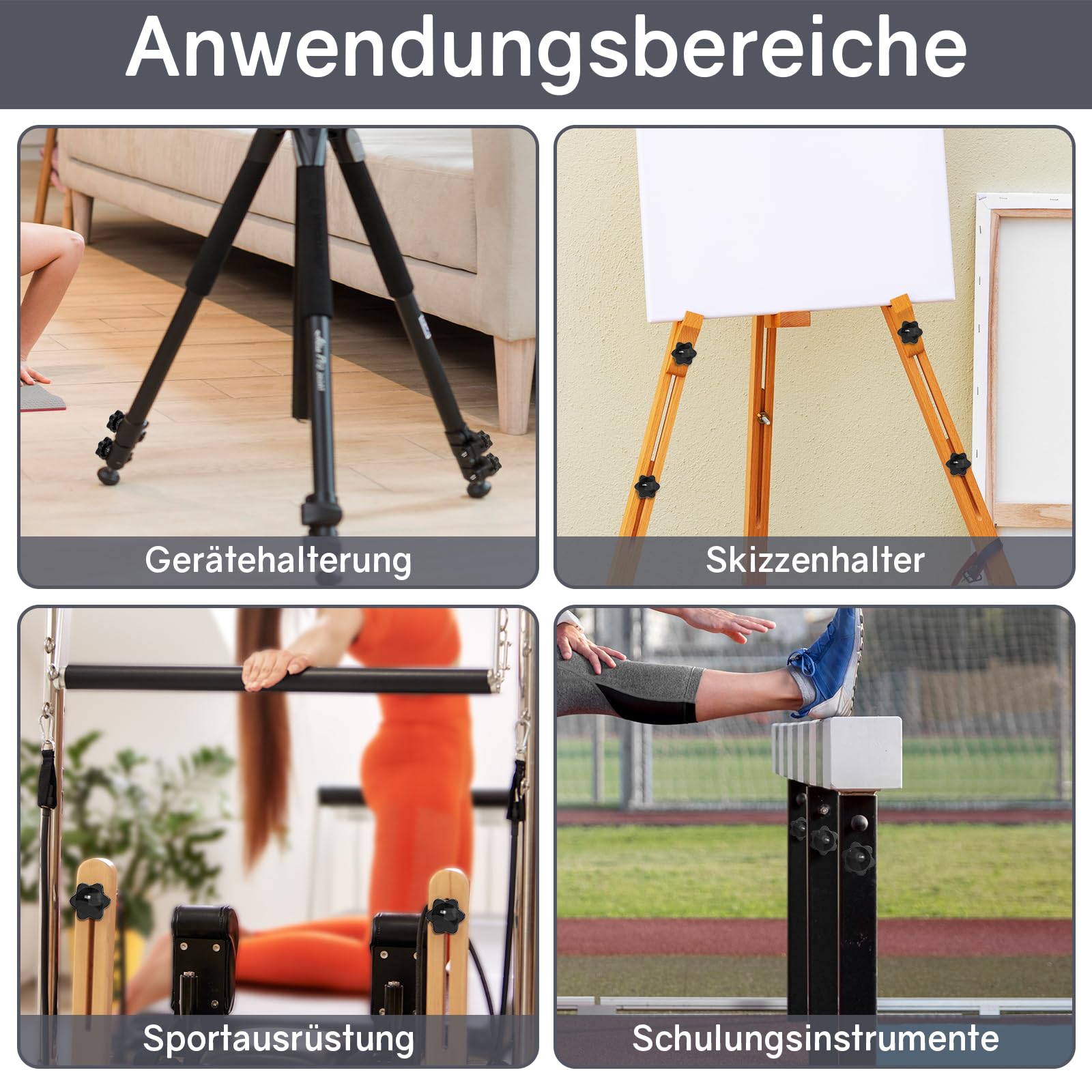 Set Van 20 M640 Mm Sterschroefdraadklemknop Kunststof Sterhandgreep Voor Industriele Machines Zwart