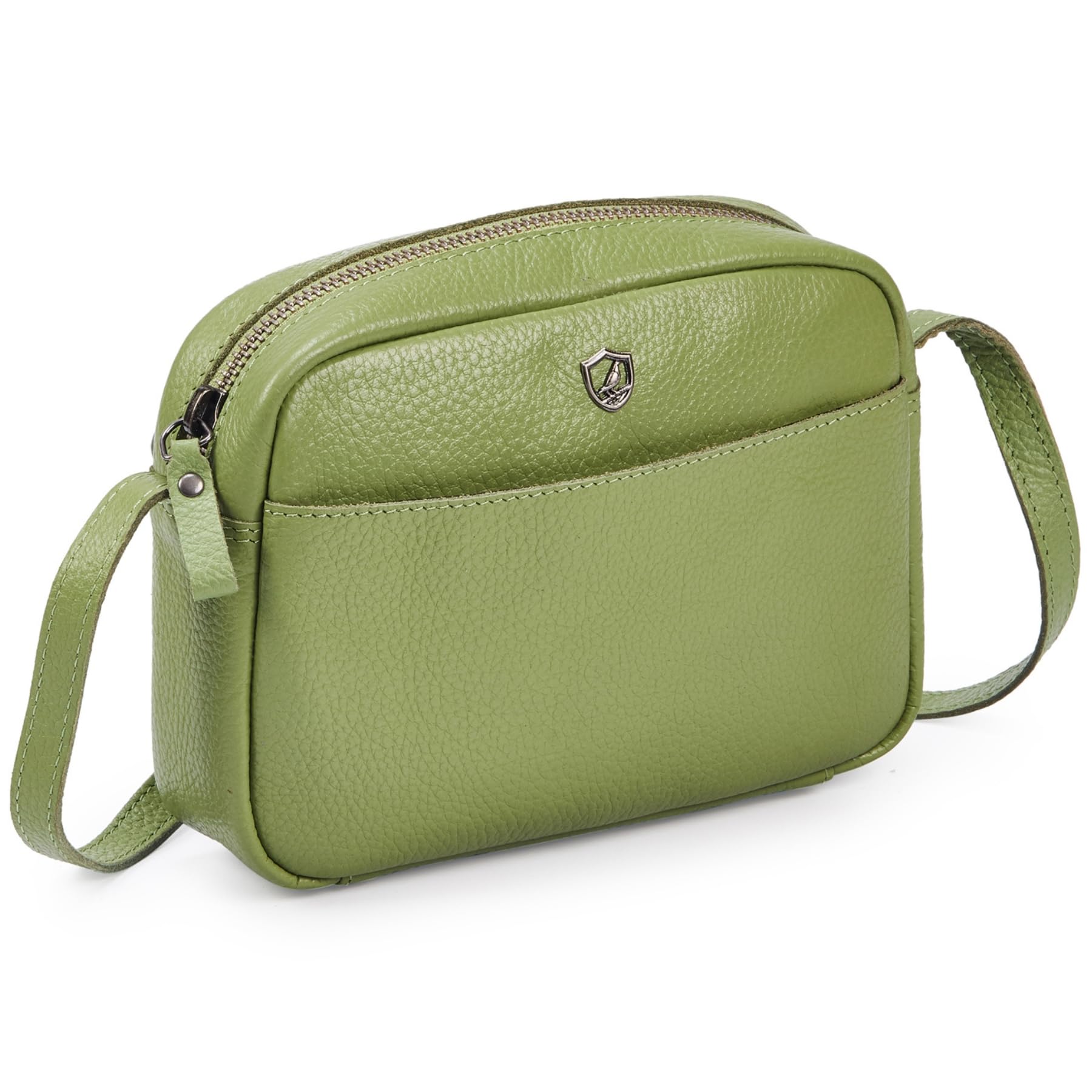 Crossbody Sling Bag for Women Trendy Real Leather Purse Mini Soft Pebbled Crossover with Card Case