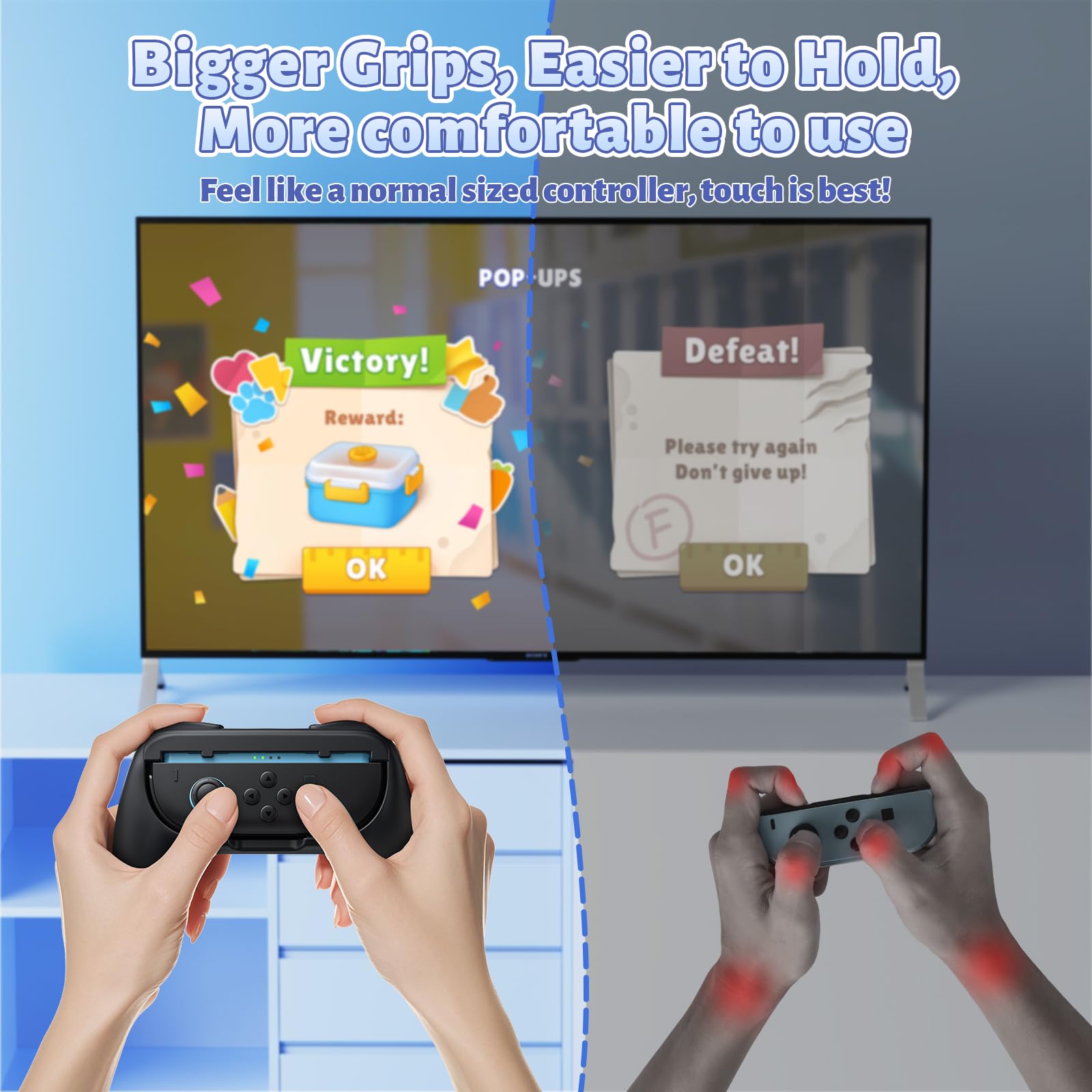 FASTSNAIL Grips for Nintendo Switch 2 (2025) for Joy-Con 2, Wear-Resistant & Anti-Slip Controllers Grips Handle Kit, Switch Holder Accessories for NS2 Controller, 2 Pack(Black) — view 4