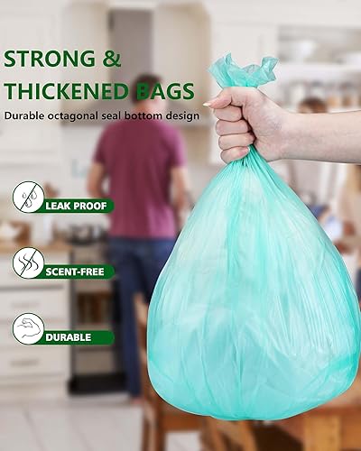 Miniatura 6 de AYOTEE Bolsas de basura 100% compostables, 100 bolsas pequeñas de compost de 1.3 galones, bolsas de basura pequeñas de 5-6 L, bolsas compostables