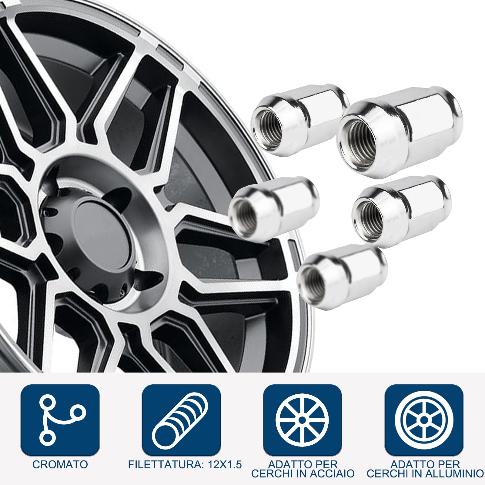 GAsuppply 20x Dadi Ruota I OEM Originali FO Cerchi I M12 x 1,5 x 35 I Cono D=22mm