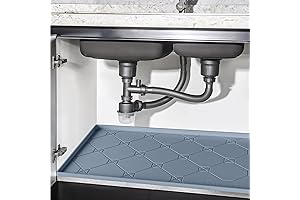 34"x22" Large Under Sink Mat with Lip, Grey, Waterproof Silicone Rubber Mat