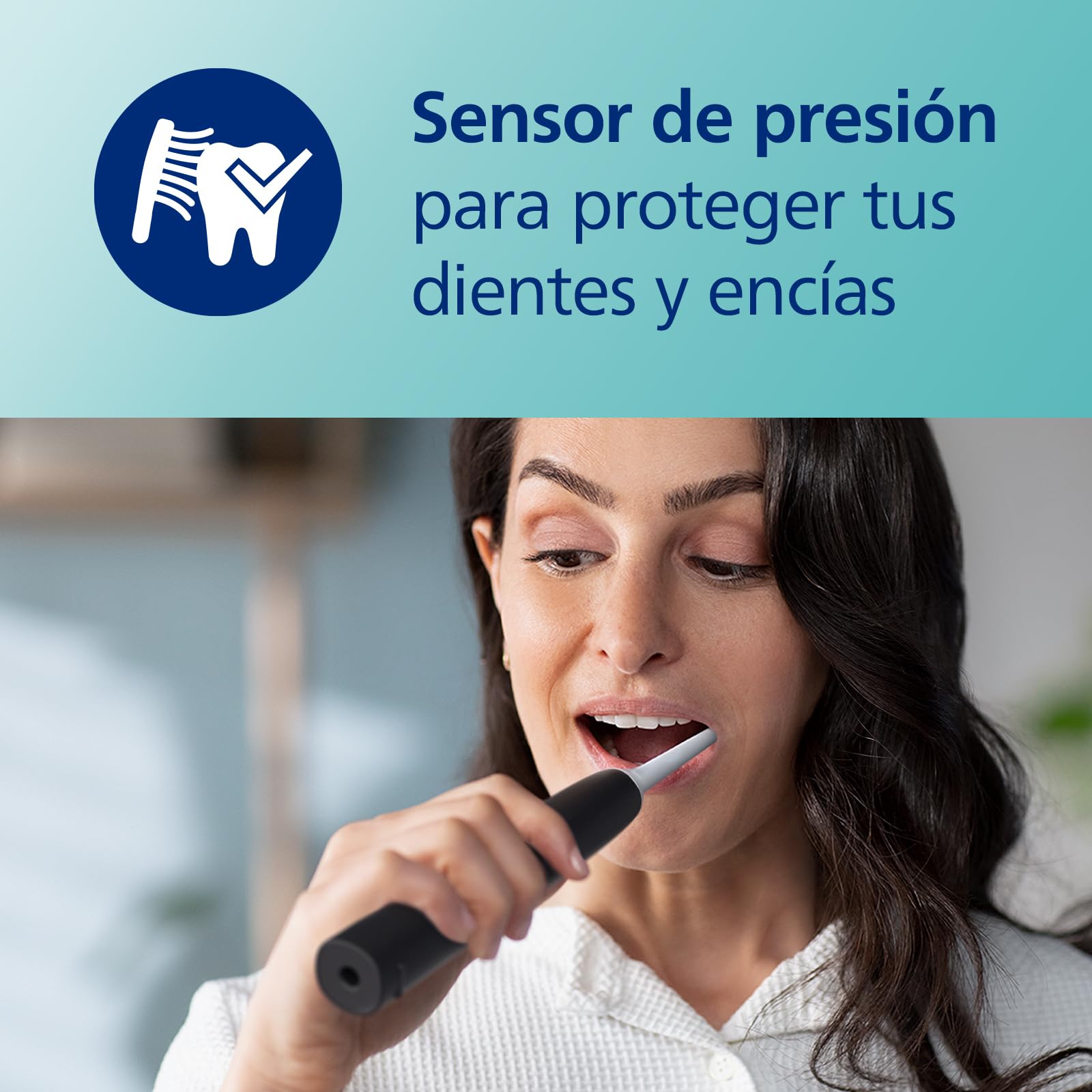 Philips Sonicare 3100, cepillo dental eléctrico, sónico, sensor de presión y temporizador, estuche de viaje, negro, HX3673/14, Negro