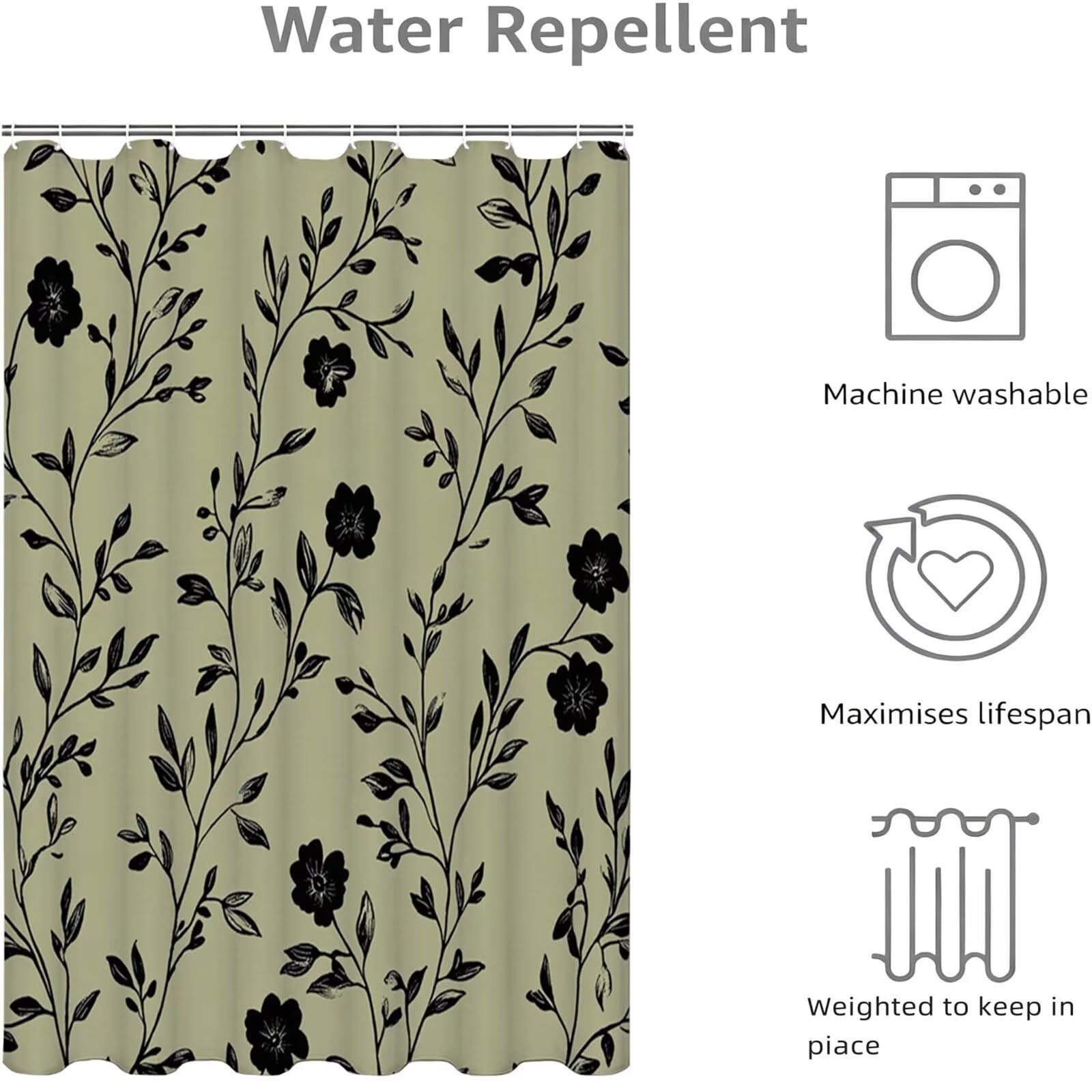 Senffarbe Duschvorhang, 230x180cm Duschvorhang Badewanne L-36
