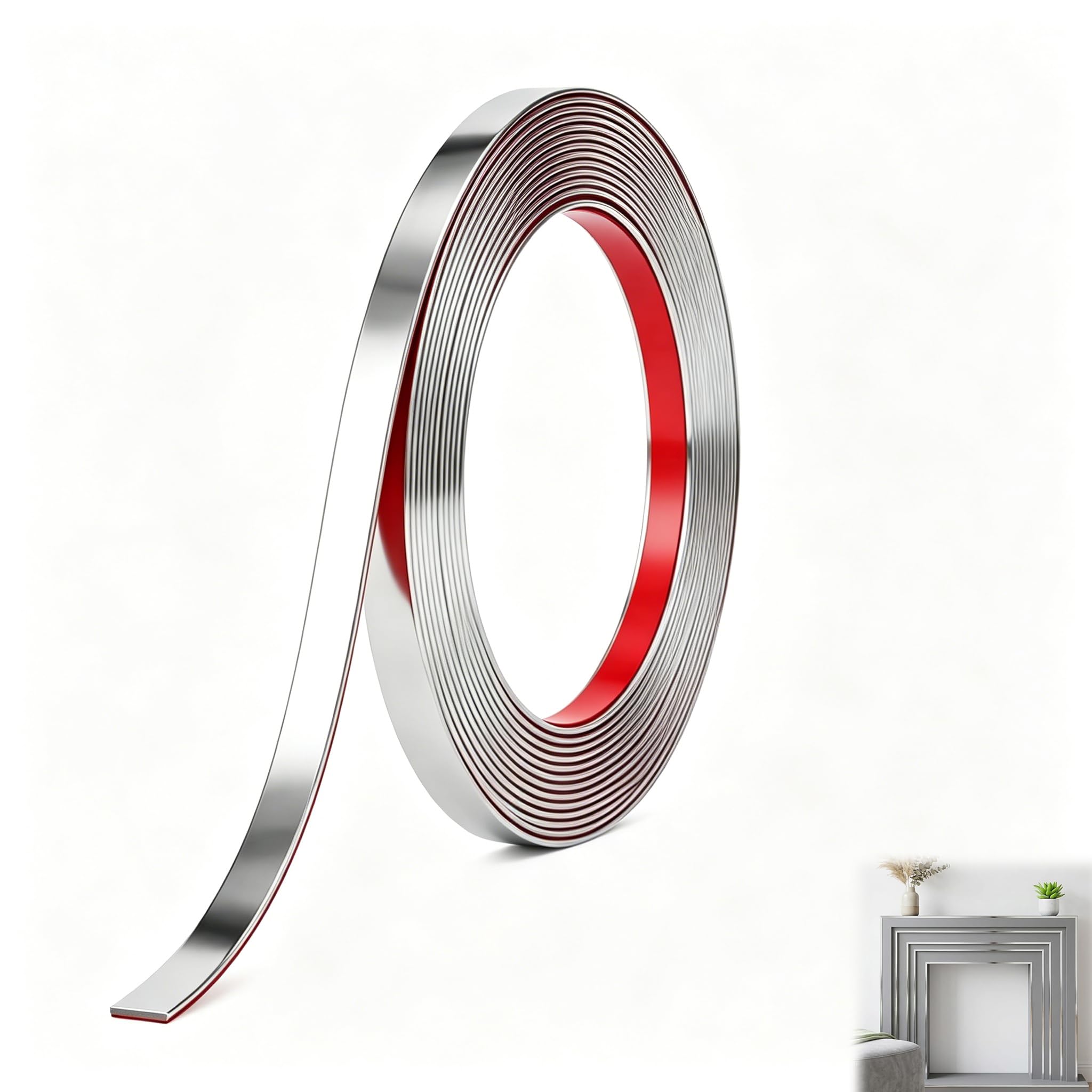 8M Peel and Stick Trim, 6mm Silver Waterproof Molding Trim for Walls, Edges, Borders, Window Frames, Backsplash Tiles, Flexible Self Adhesive Vinyl Strip for Home Decor