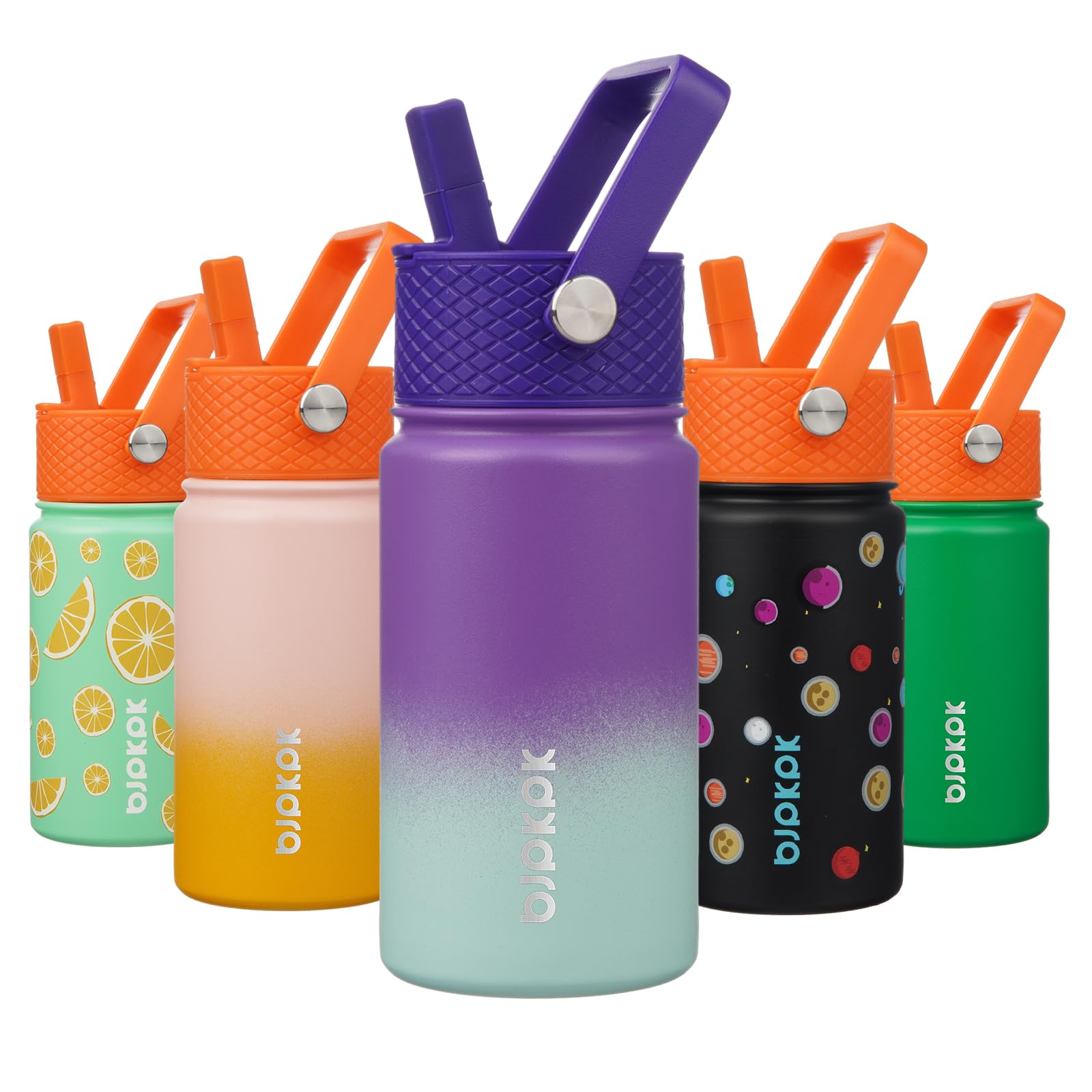 BJPKPK Insulated Water Bottle, 15oz Stainless Steel with Straw Lid