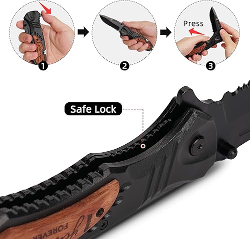 Miniatura 6 de Titorld Cuchillo de bolsillo, regalos para hombres, papá él, ideas de regalos de cumpleaños de aniversario para hombres, cuchillo plegable grabado,