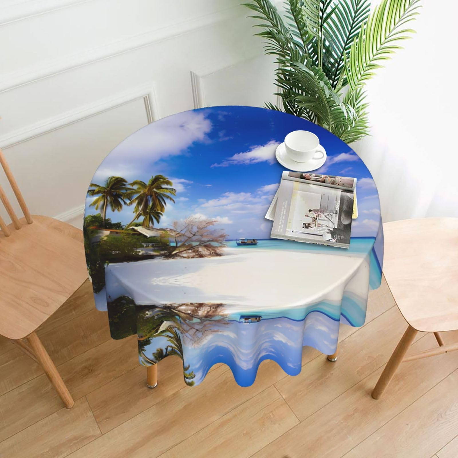 Yyhwhjde Black Sea Island Sky Clouds Prints Round Decorative Table Throw 60In – Waterproof Table Cover For Elegant Dining & Outdoor Gatherings