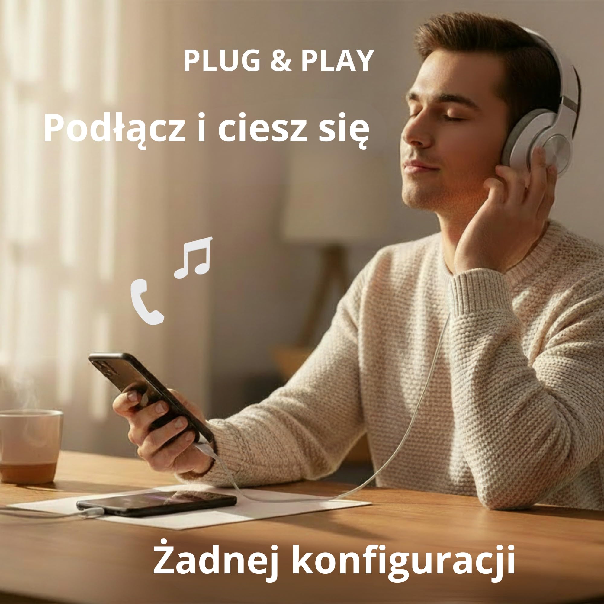 CLEM Tech - Adapter USB-C na Jack 3.5mm z Przetwornikiem DAC Hi-Fi - Przejściówka Audio do Słuchawek, Plug & Play, iPhone 15/16, Samsung Galaxy, iPad, MacBook, Xiaomi - Biały
