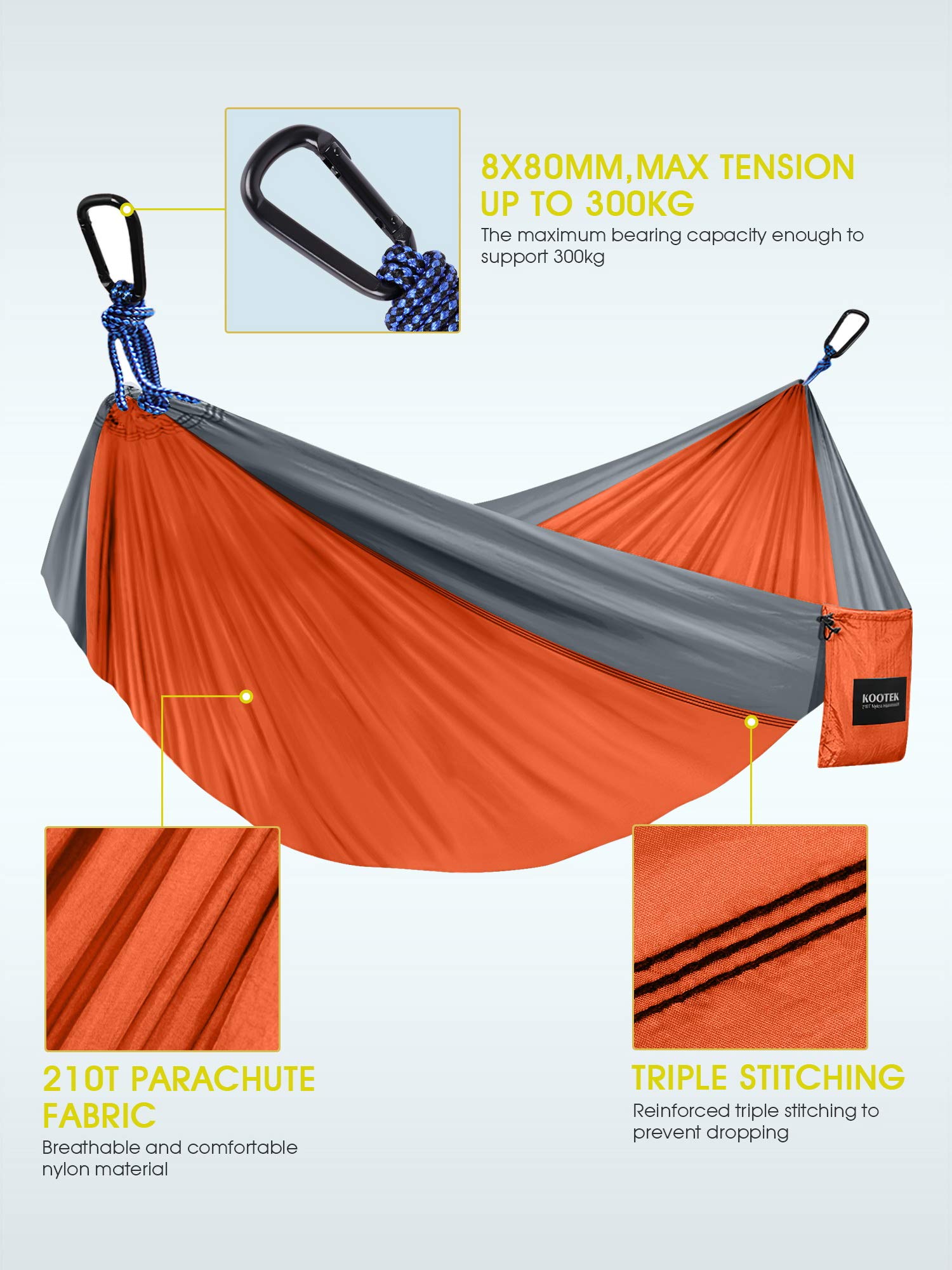 Kootek Camping Hammock Double & Single Portable Hammocks with 2 Tree
