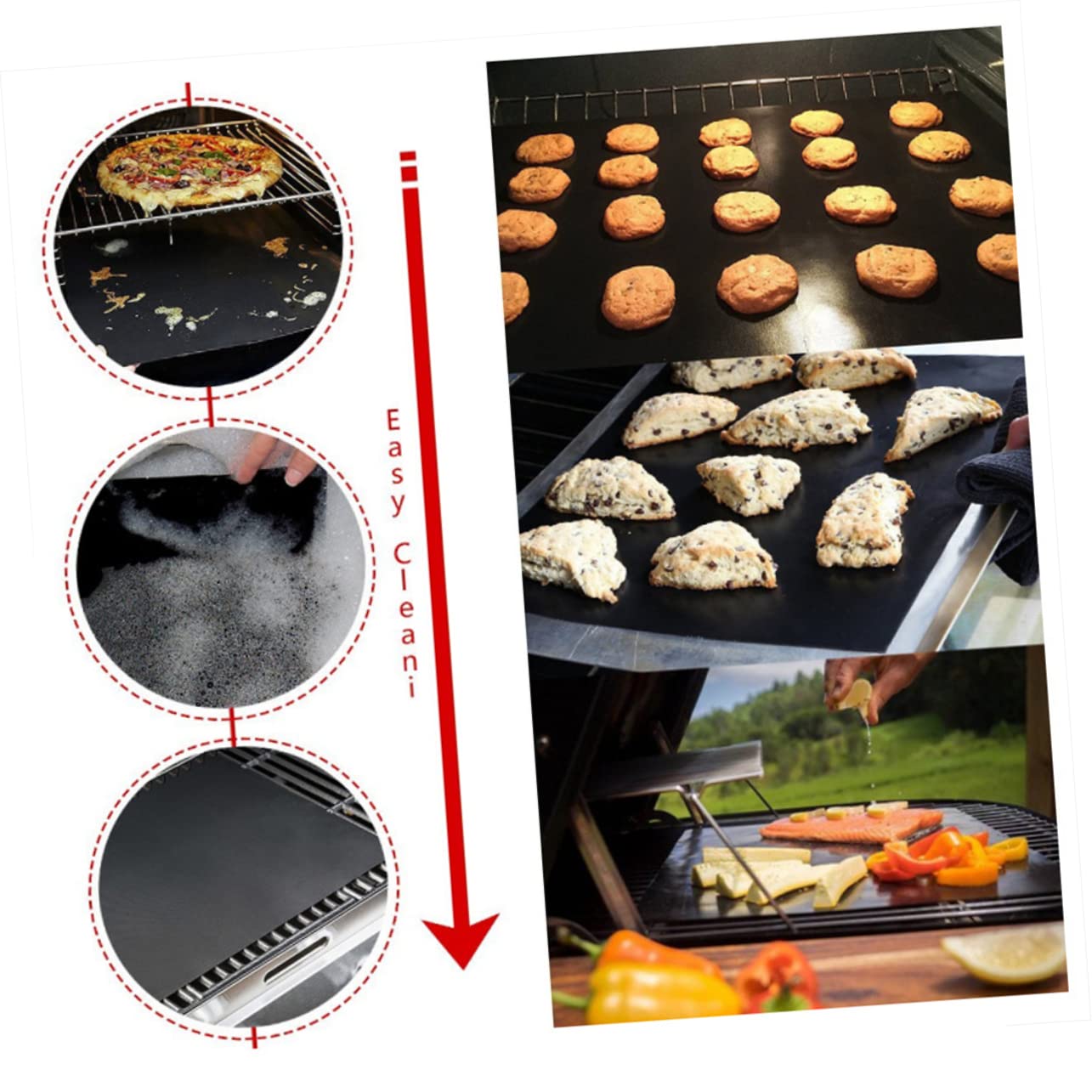 FUNOMOCYA 5Pcs Non Stick BBQ Grill Mat Heat Heat Resistant Baking for Outdoor Cooking for Picnics Bbqs and Family Gatherings Black