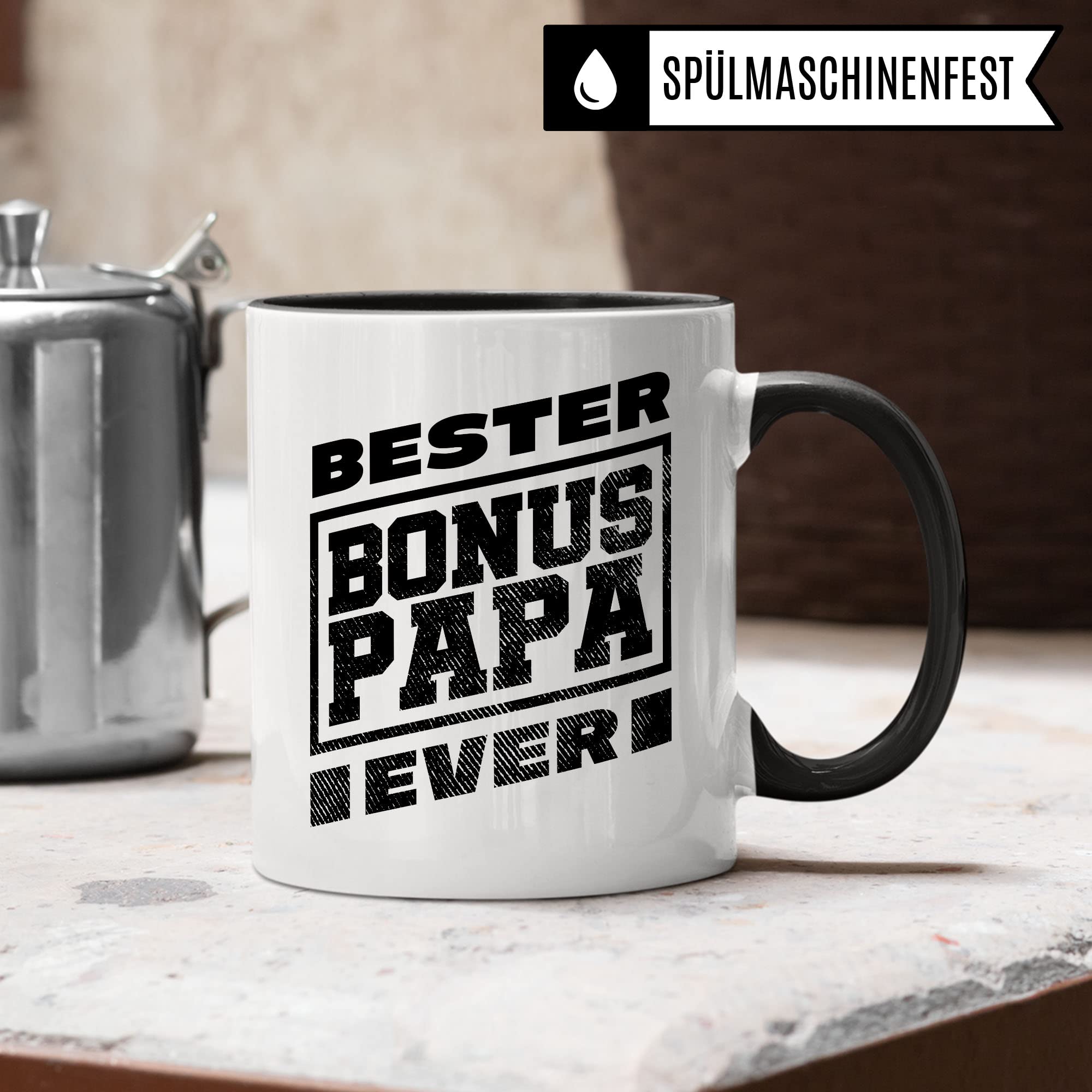 Bonuspapa Tazza Per Figliastra – Regalo Divertente Per Patrigno – 330 Ml In Ceramica Stampata A Mano In Germania