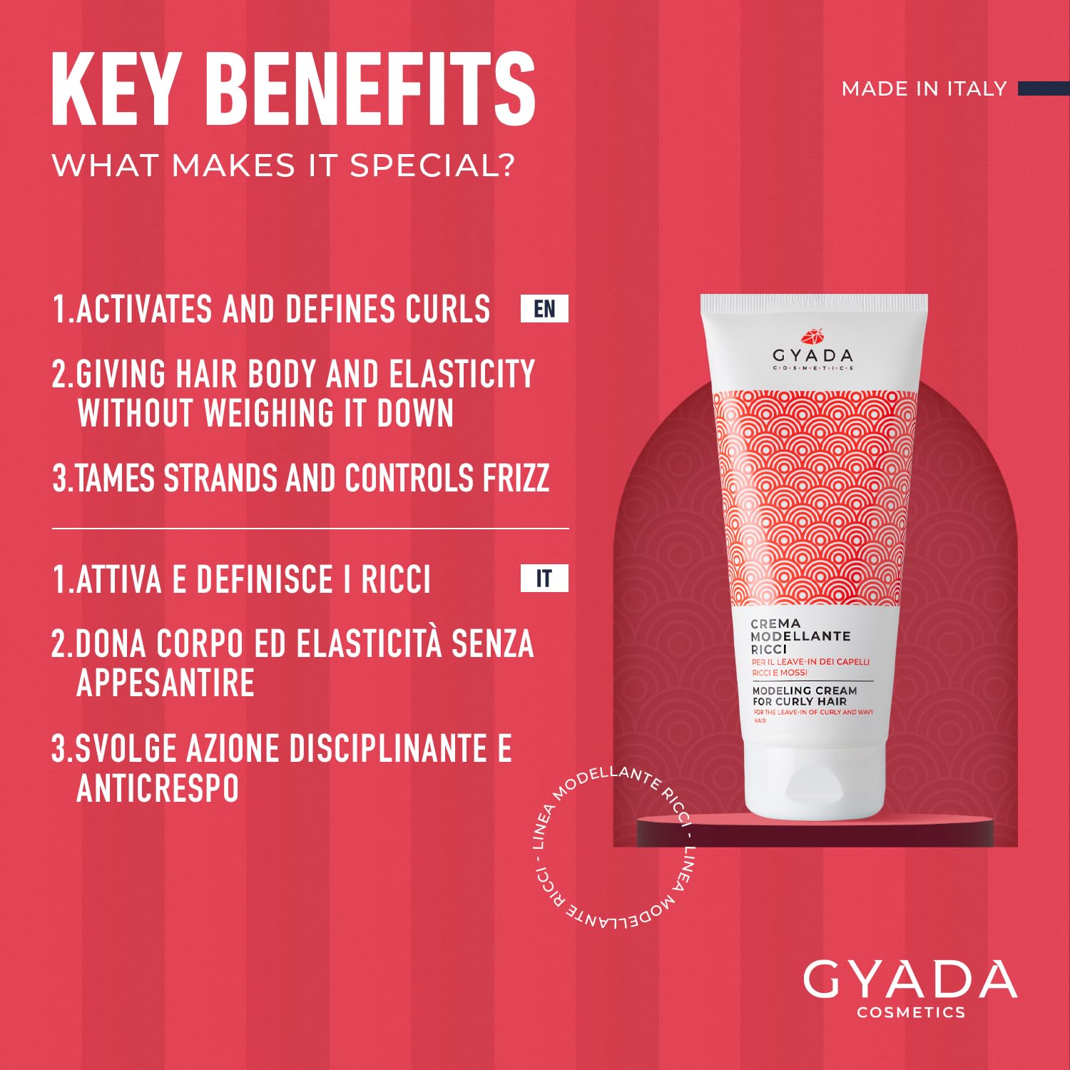 GYADA COSMETICS, Krem do modelowania kręcone 200 ml, wzmacniający włosy ze spiruliną 250 ml, żel wzmacniający włosy ze spiruliną i aloesem 150 ml, kompletny zestaw do pielęgnacji włosów