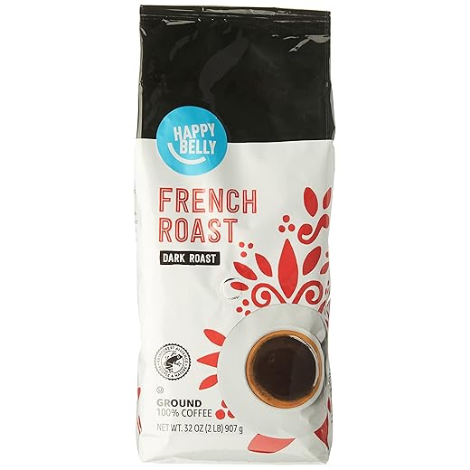 Amazon Brand - Happy Belly French Roast Ground Coffee, Dark Roast, 2 pound (Pack of 1)