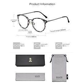 SOJOS Retro Round TR90 Blue Light Reading Glasses Womens Mens Readers Computer Glasses Eyewear Frame SJ9001, Grey Tortoise Frame 3.00 x