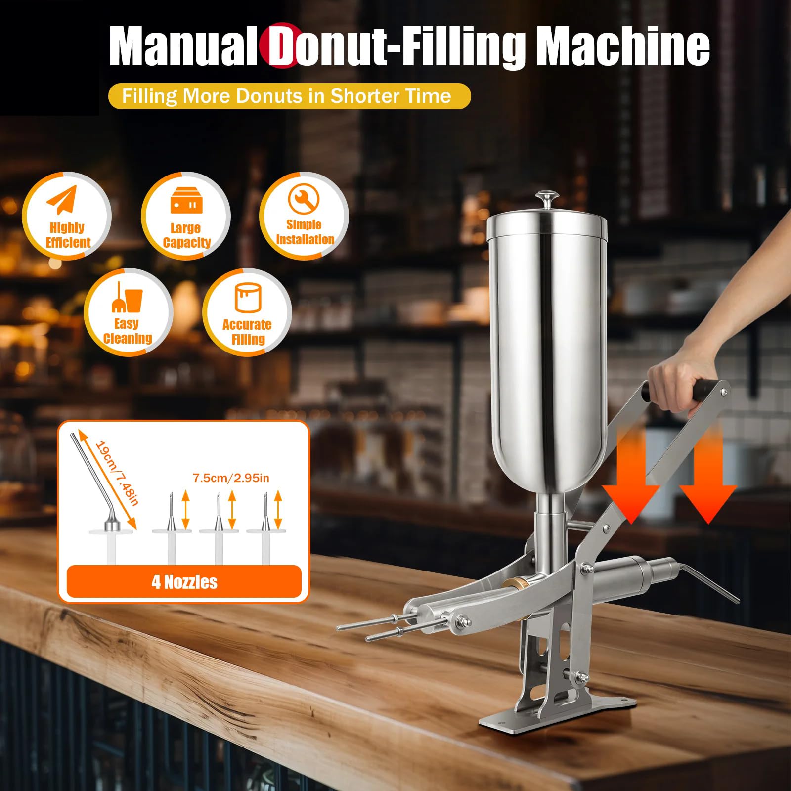 HNBYLMM Manual Donut Filler Machine Commercial Donut Jelly Filler Machine Stainless Steel Donut Churros Filler Jelly Cream Filling — view 2