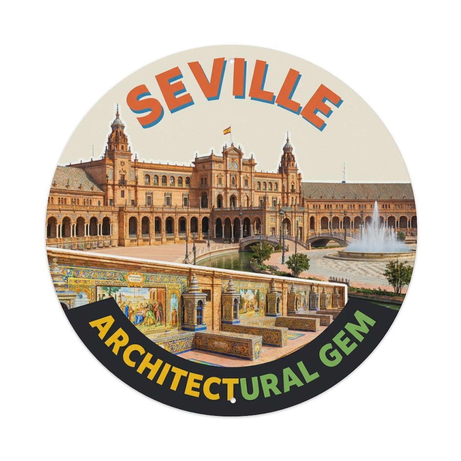 Metal Tin Sign Spain Seville Vintage Travel