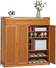 MoNiBloom Large 7 Tier Shoe Storage Cabinet with Doors, Bamboo Multifunctional Organizer Rack Unit Up to 40 Pairs for Bedroom Closet Entryway Living Room, Brown