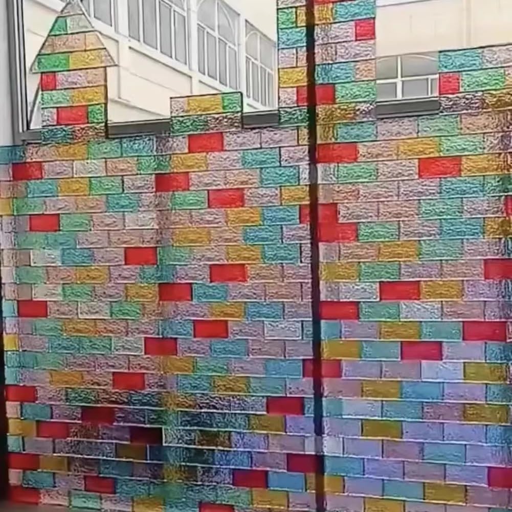 Blok ze szkła kryształowego - prostokątny projekt architektoniczny, 20 x 10 x 5 cm, przezroczysta, wielokolorowa, dekoracyjna cegła do użytku domowego i biurowego