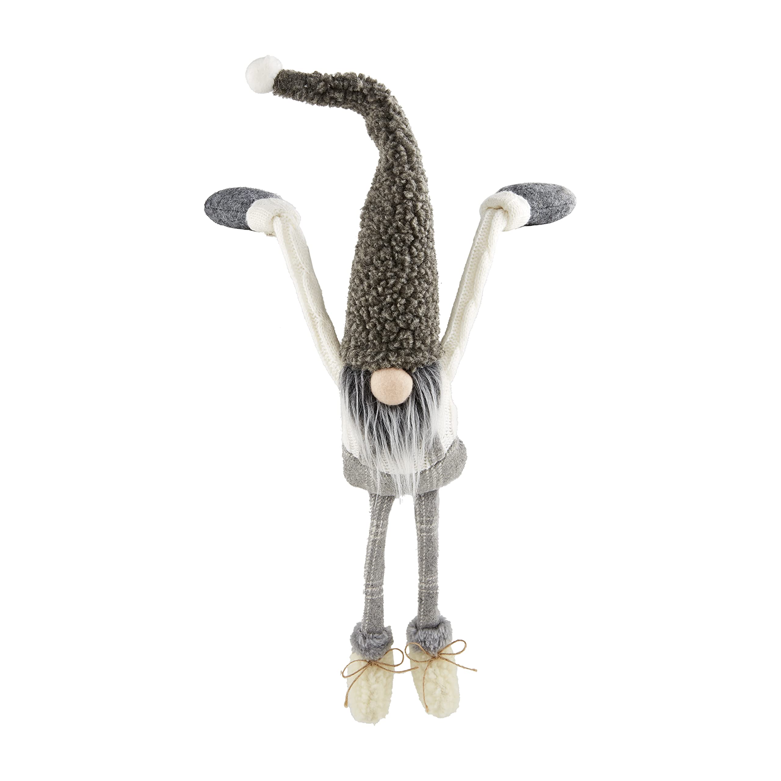 Mud PieWinter Dangle Arm Gnome, Grey, Sherpa, 15" x 4"