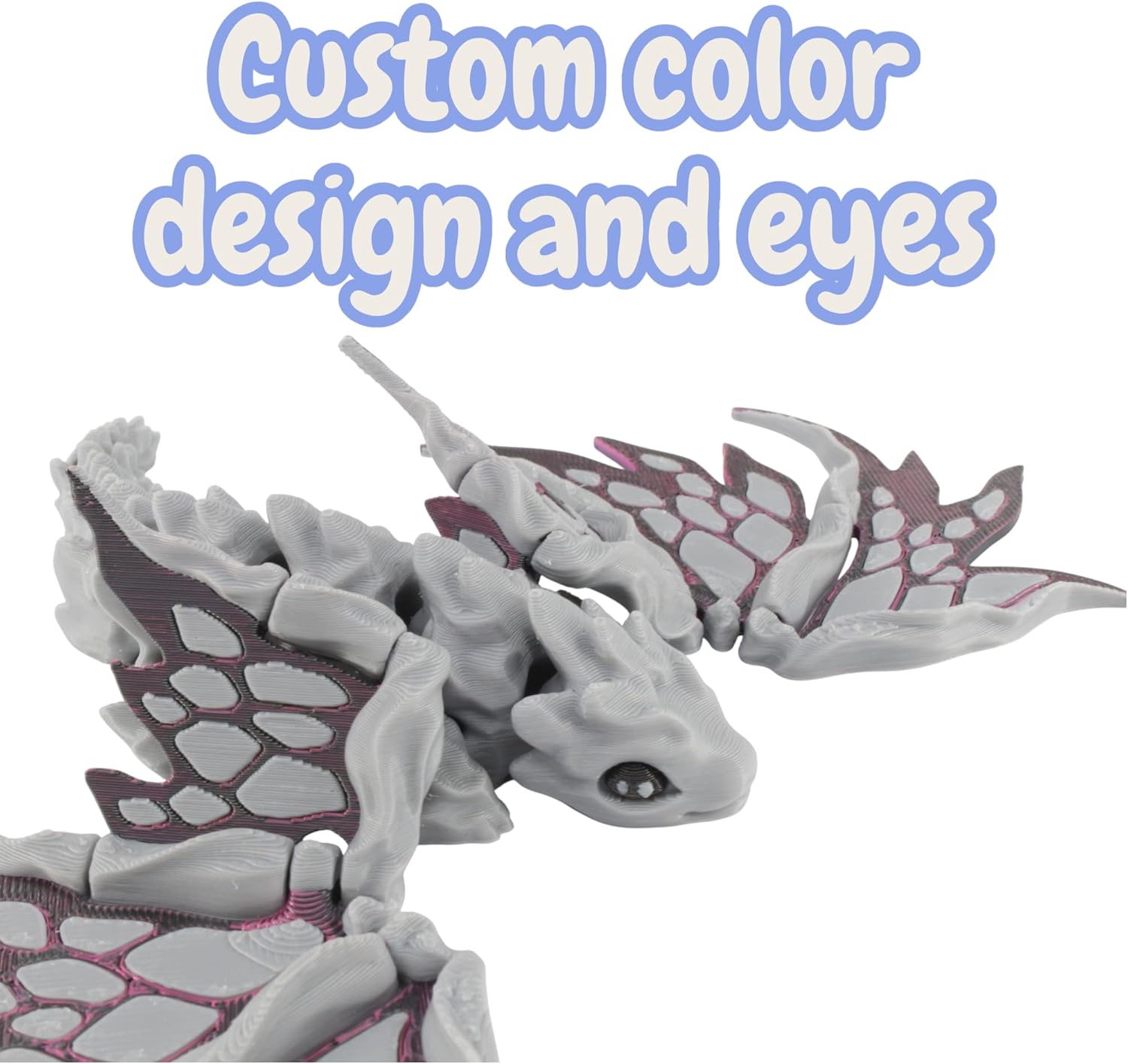 3D Printed Stone Dragon 2 Pack – Articulated Moveable Wings, Stone Texture Dragons with Green Blue and Black Red Wings, Flexible Fidget Desk Figurines for Adults, Collectible Fantasy Décor