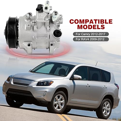 Miniatura 2 de Conjunto de compresor de aire acondicionado AC compatible con Toyota Camry 2012 2013 2014 2015 2016 2017 RAV4 2009 2010 2011 2012 con embrague L4