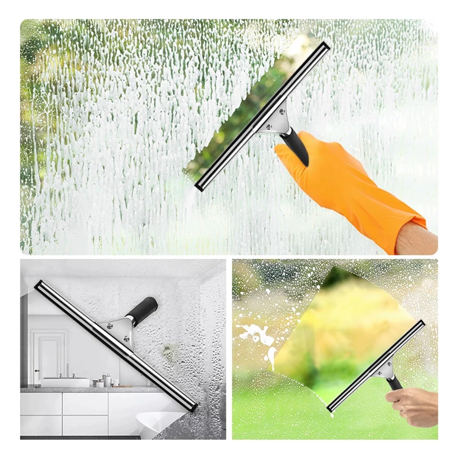 Limpiaparabrisas de Ducha Limpiador de vidrios, escobilla Goma for Ventanas 25, 36 y 45 cm, Ideal for baño, Ducha, hogar Coche(45CM)