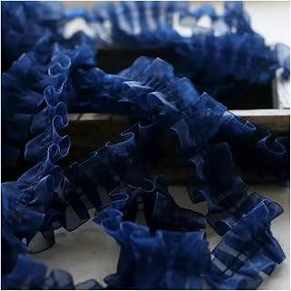 Lace Trim, 5 Yards Pleated Ribbons Needlework Decoration DIY Crafts(Navy Blue)