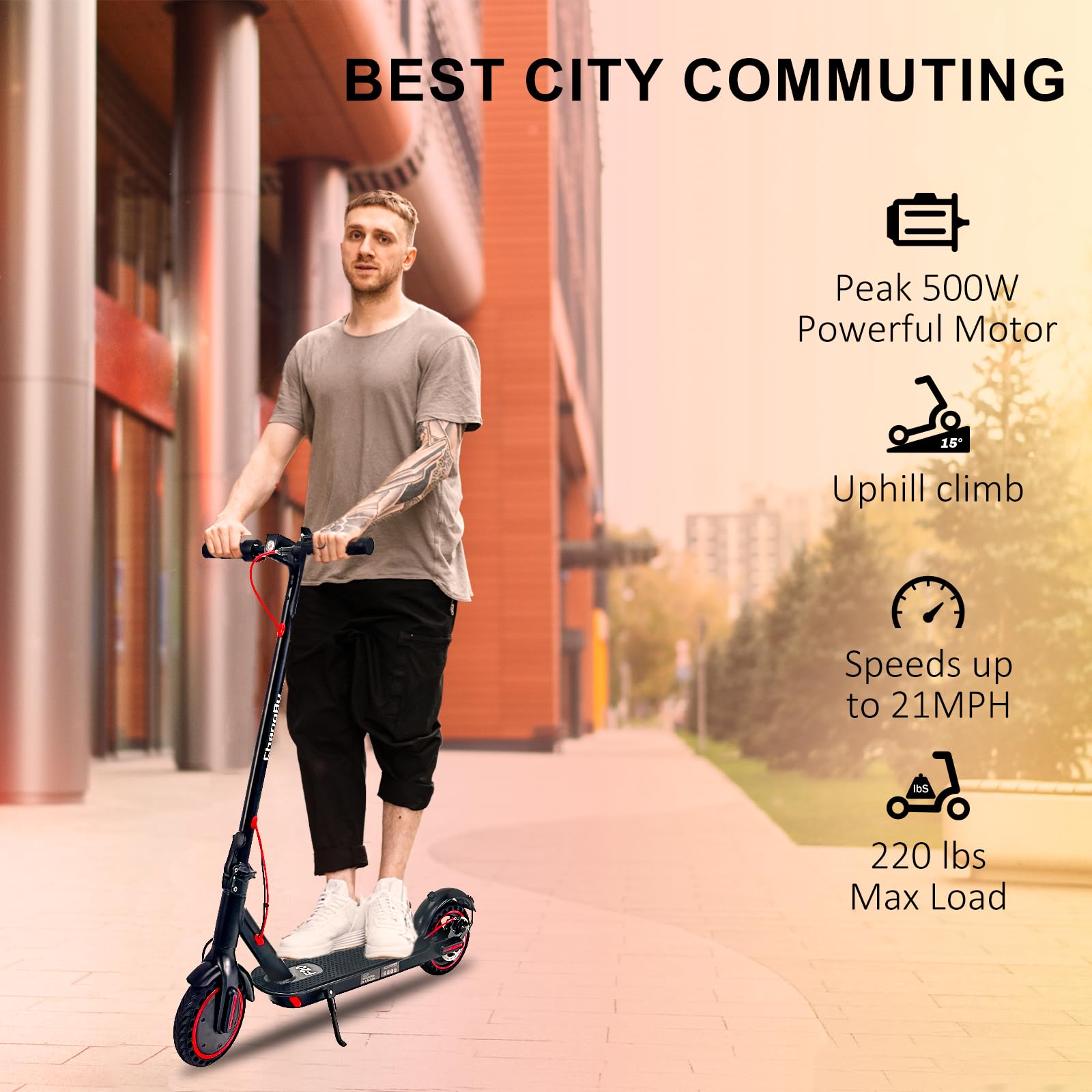 ChangBu Adults Electric Scooter,Foldable,350-500W,8.5'',21mph Speed,Fast,Cheap,Suitable for Men,Women,Teenagers
