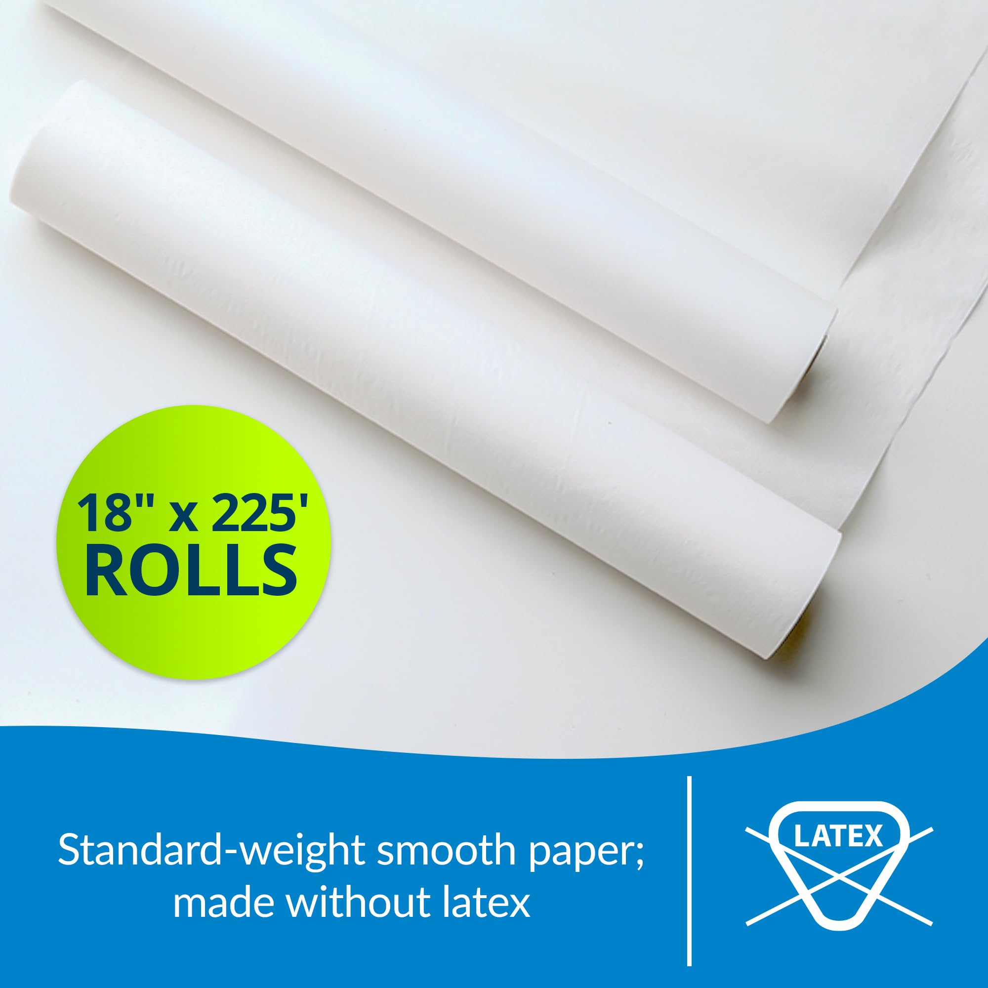 TIDI 980912 Everyday Exam Table Paper, White, 18” x 225’ (Pack of 12) ― Smooth Paper ― Hygienic Barrier ― For Medical Offices, Exam Rooms, Daycare Centers, Spas, Tattoo Studios ― Medical Supplies