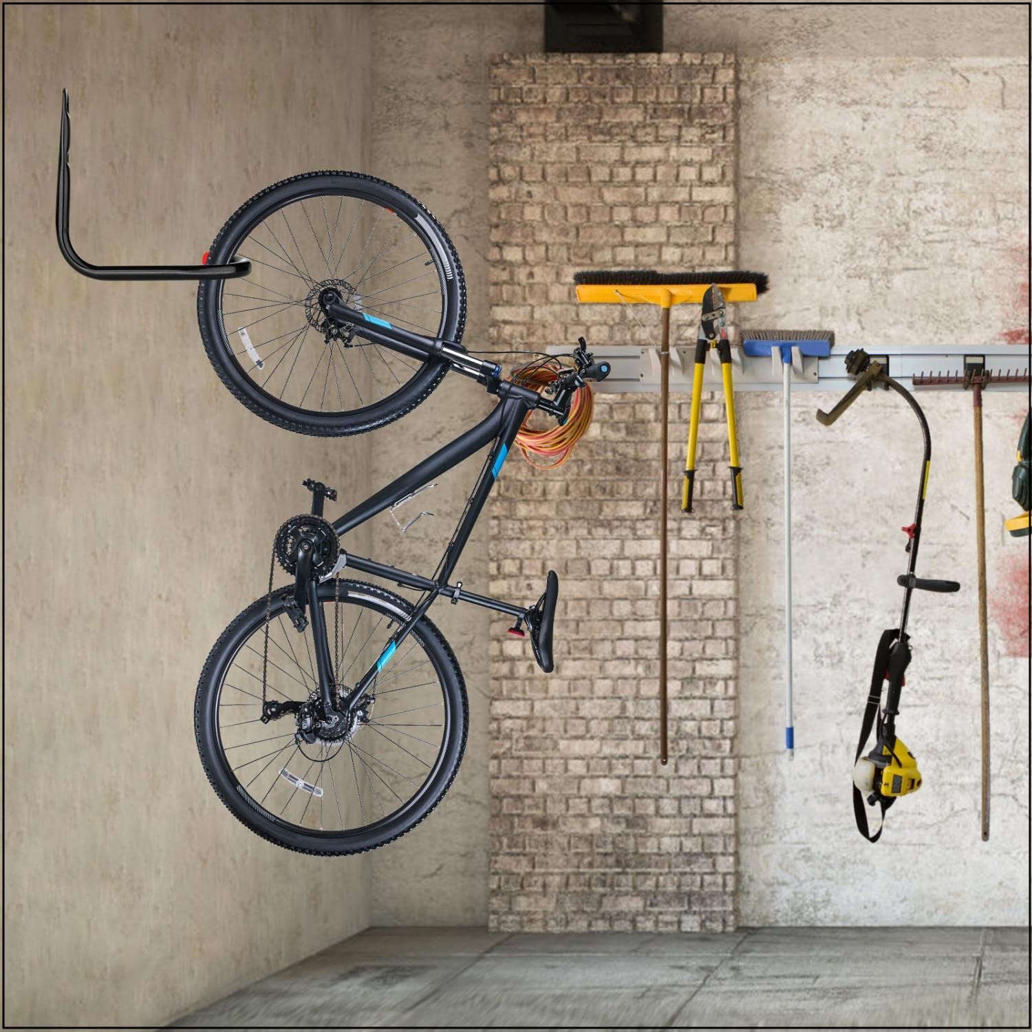 Locawaya Fahrradgaragen-Aufbewahrungshaken, Wandhalterung, Fahrradaufbewahrung, vertikaler Fahrradträger für Innenbereich, Garage, Schuppen (Rundrohrstahl (6 Stück)) Baumarkt