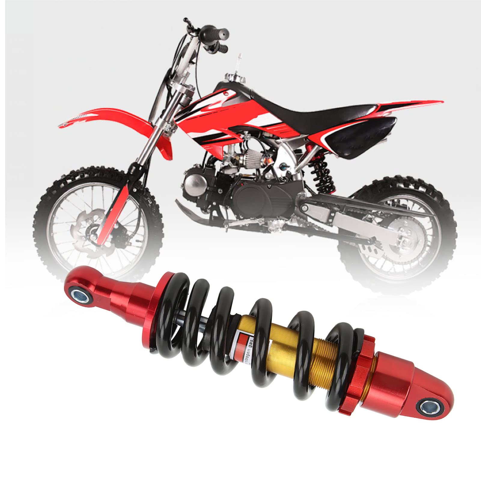 Tissting Amortisseur Arrière de Moto 270mm 980 Lbs 10mm Trou Universel Amortissement Suspension Amortisseur à Ressort Réglable pour 70cc 90cc 110cc 125cc 150cc Dirt Pit Bike, ATV