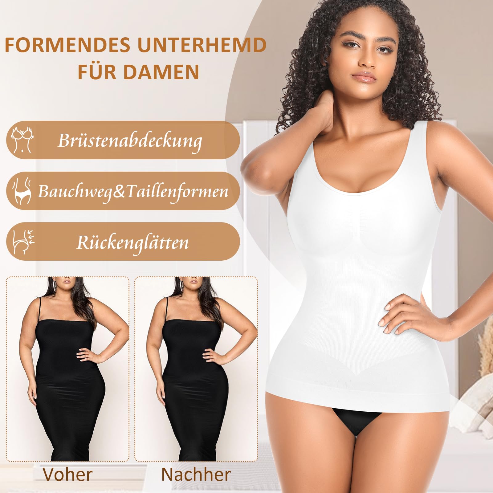 YARRCO Shape Unterhemd Damen Formende Tank Top Bauchweg Shapewear Sport Tanktop Figurformendes Trägertop Body Shaper Hemdchen Nahlos Camisole Shaping Hemd