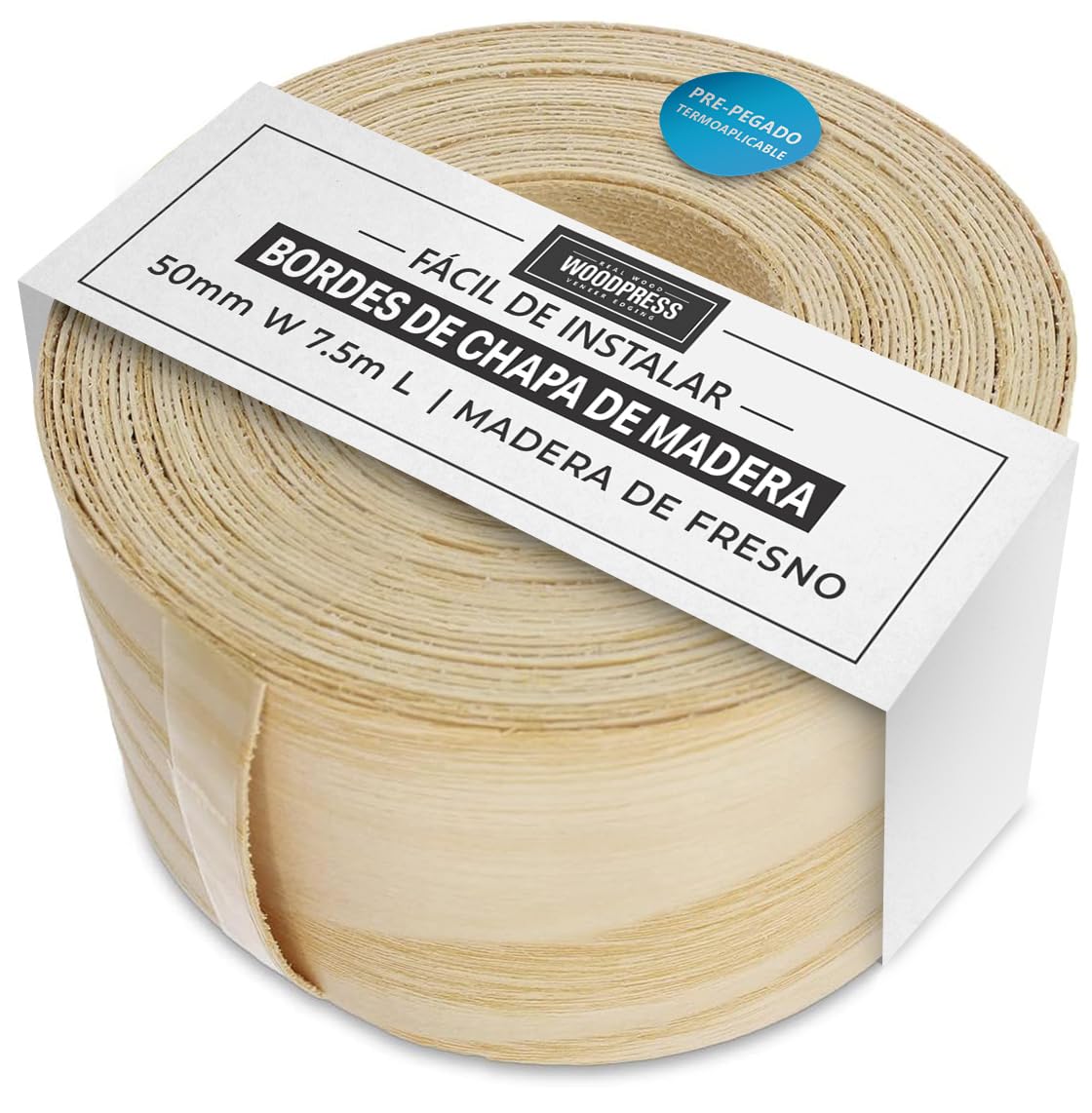 Cinta de chapa de madera de fresno preencolada para cantos de paneles MDF de 50 mm 8