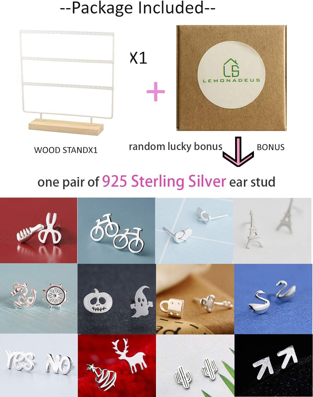 lemonadeus Earring Holder for Hanging Earrings Earring Stand Tree Display Stand Ear Stud Holder Jewelry Tower with Wooden Tray Dish (White（66 Holes 3 Layers）) : Clothing, Shoes & Jewelry