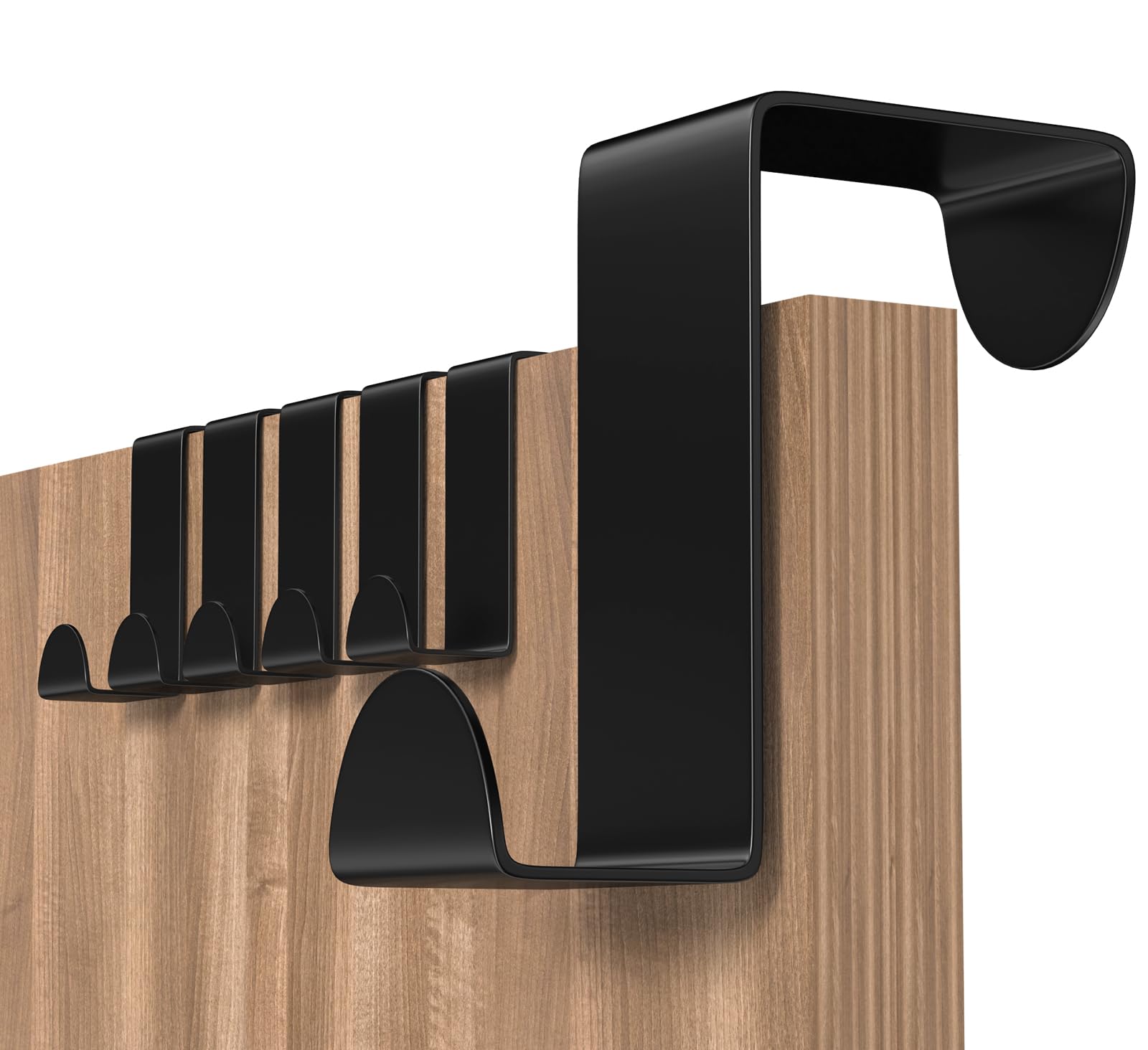 Door Hooks, 6 Pack Over Door Hanger Stainless Steel - Coat Hooks - Over Door Hook Ideal for Bedroom, Bathroom, Kitchen, Wardrobe, Black