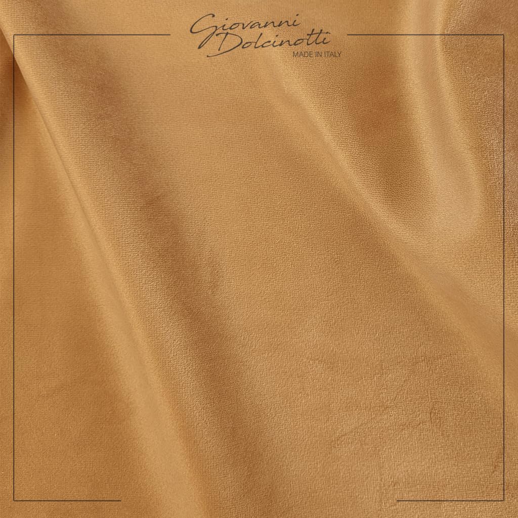 Giovanni Dolcinotti MADE IN ITALY Set of 2 Sofa Cushion Covers - 50 x 50 cm - Velvet - Gold - Decorative Cushion Covers for Sofa Living Room Bedroom - Zip - Monroe Model - 5
