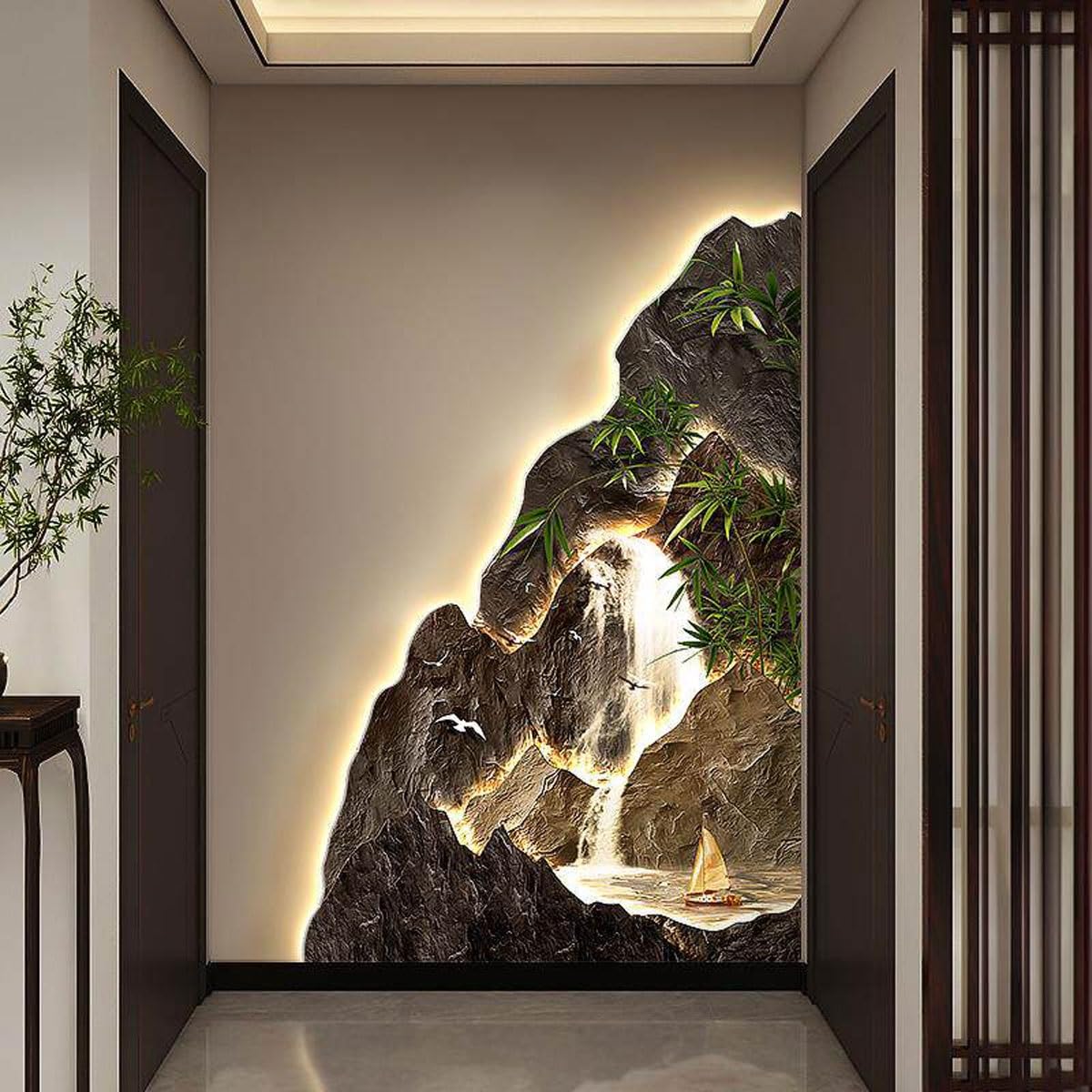 DAJIAYIQI LED Light Decor Wall Art, Creative Landscape Wall Sculptures, Creative Decoration Light for Living Room, Bedroom, Entryway & Office(A,40cm*60cm)