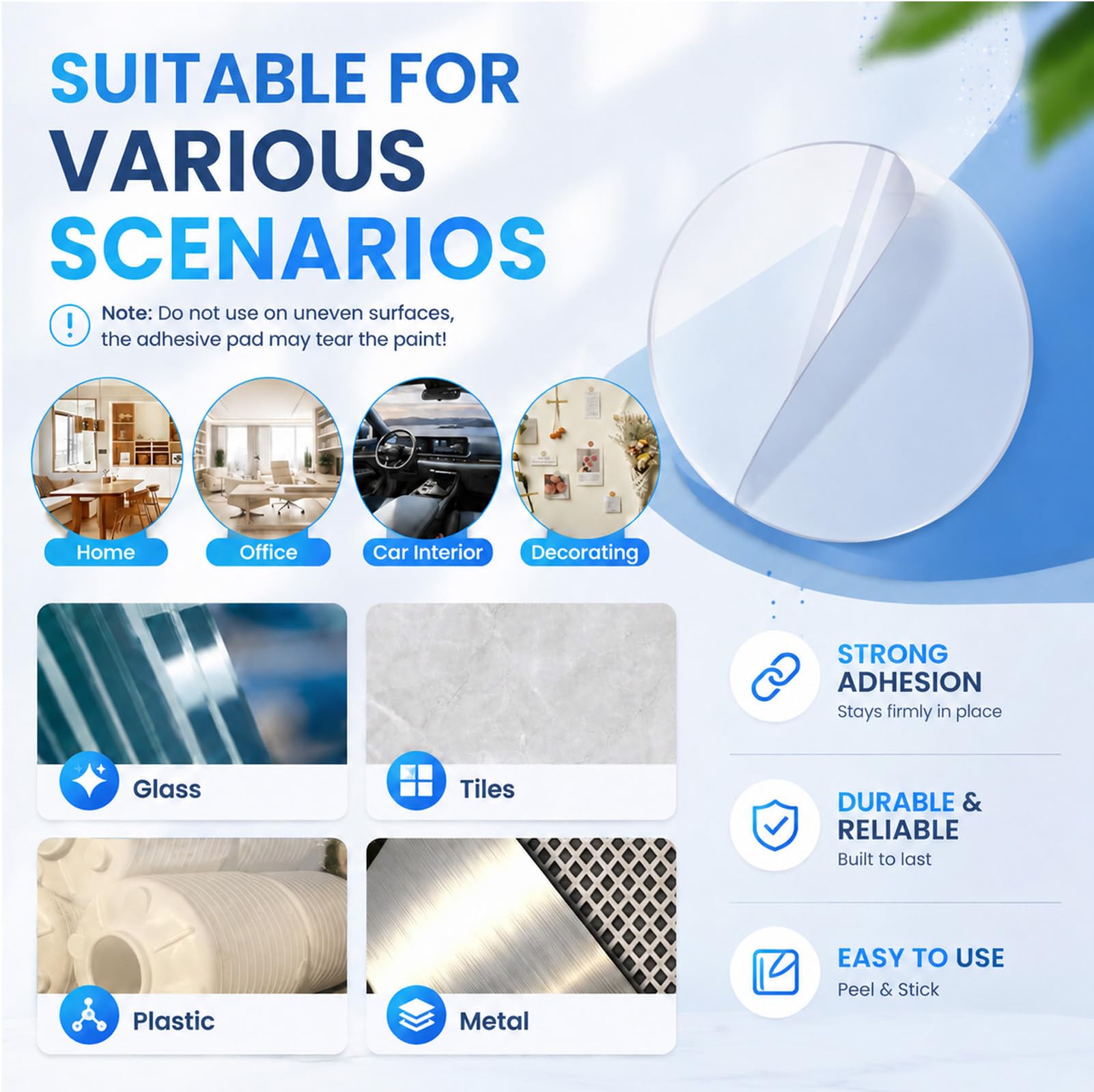 ZOMPAGO 50 cintas adhesivas de doble cara resistentes al agua, adhesivo fuerte, transparente, alta resistencia, residuos, barras de pegamento, libre de remoción para colgar, adhesivo impermeable para