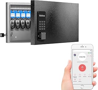 24 Key Cabinet Organizer,Metal Key Lock Box Wall Mount use OTP Technology Unlock,Fixed Password/Bluetooth Unlock, App Remotely Generates Pin Codes Without Internet,Great for Key Hook & Storage