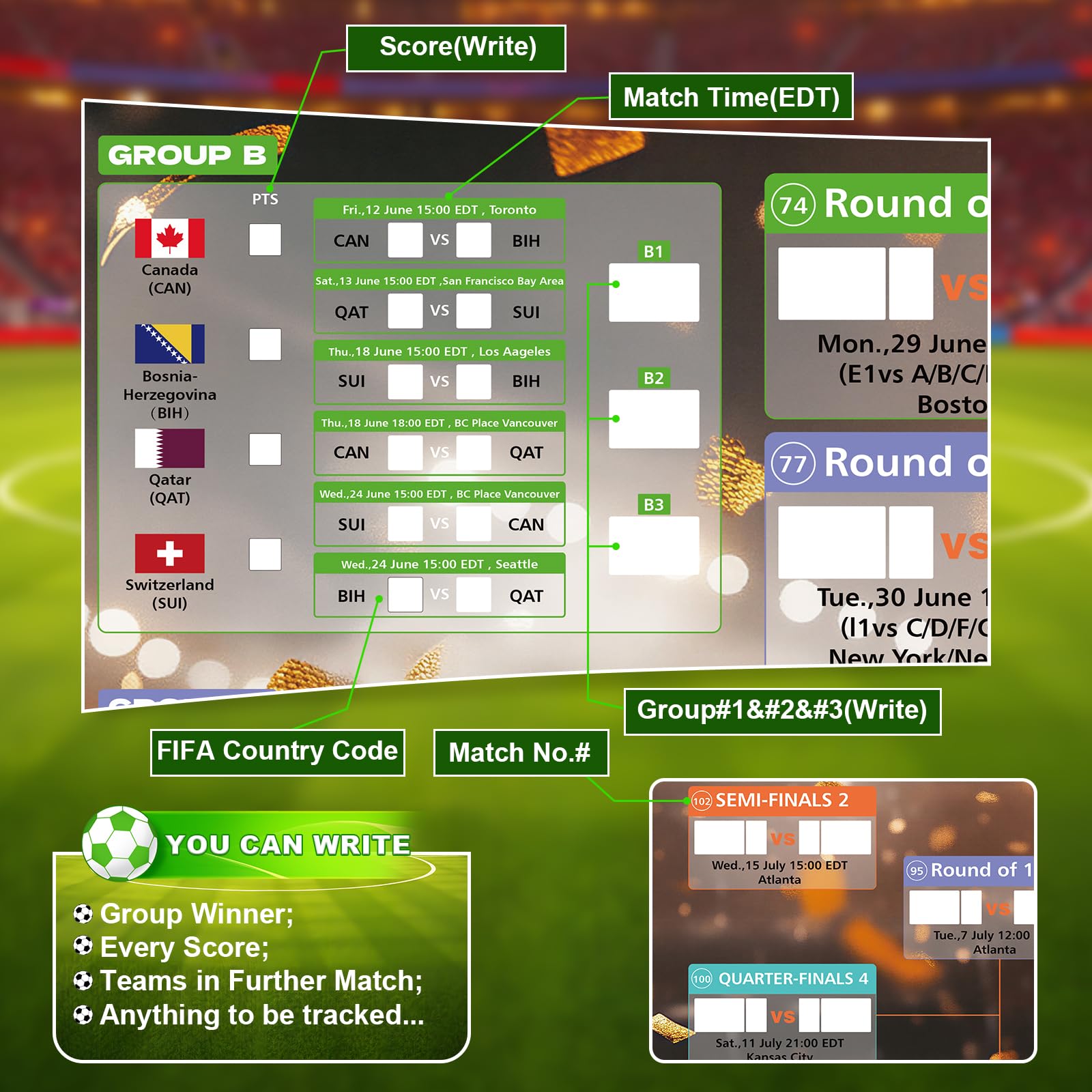 Amazon.com: Koncifun 2026 World Soccer Cup Extra Large Schedule