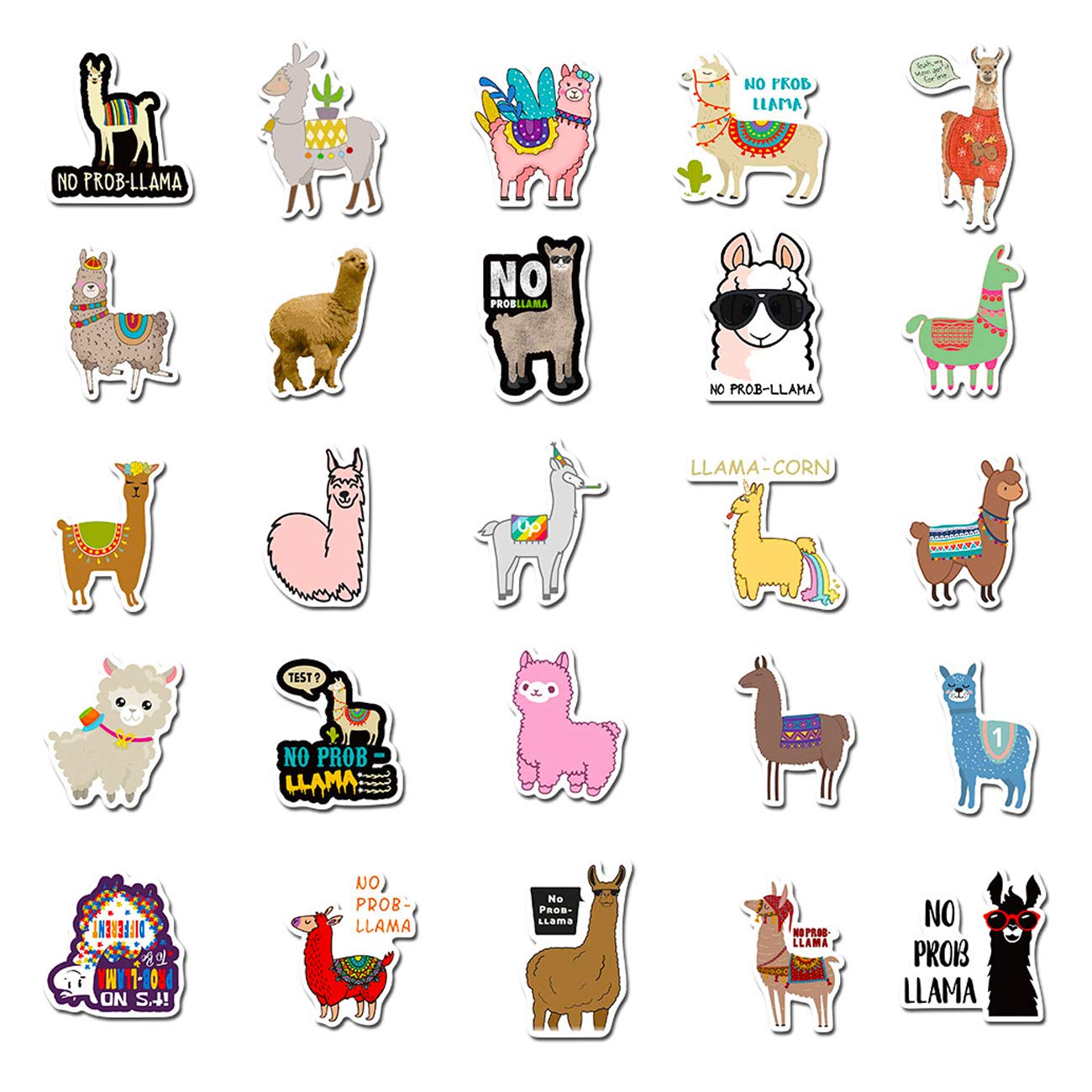 100pcs Funny Llama Llama Stickers Vinyl Waterproof Alpaca Skate