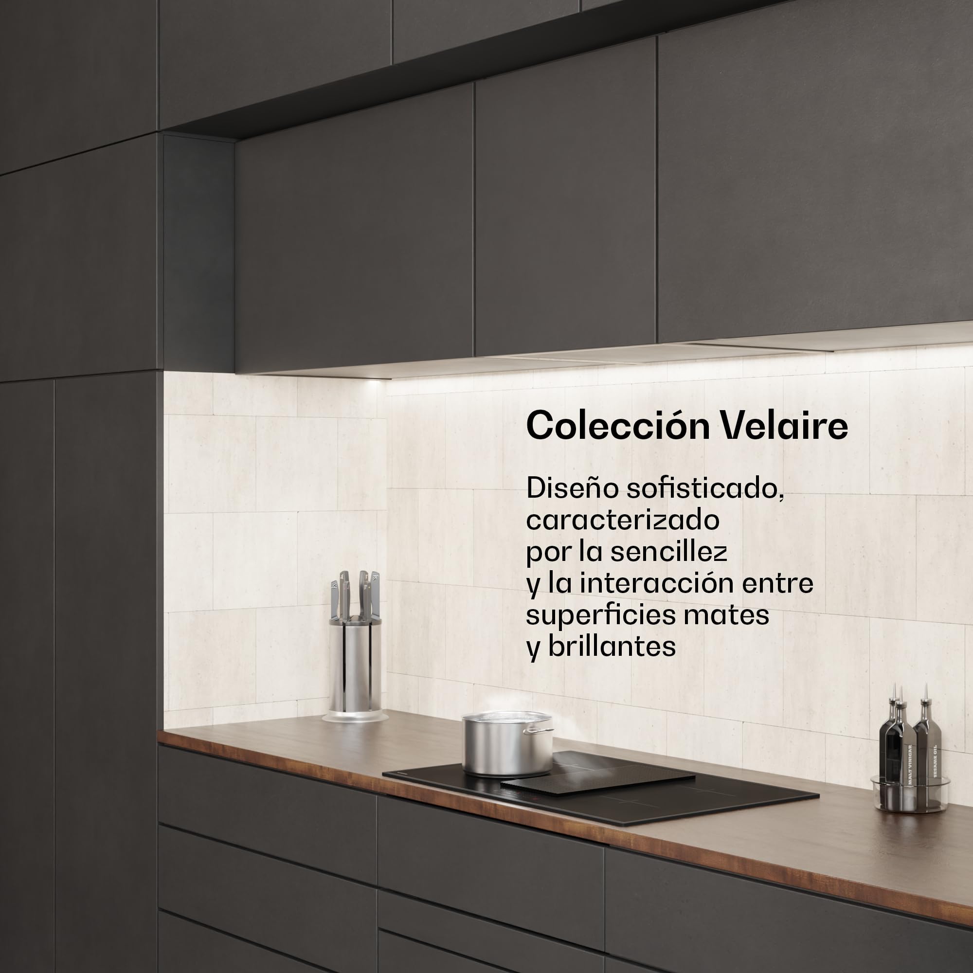 Klarstein Velaire Placa de Inducción con Extractor Integrado - 80cm, 4 Zonas, 8400W Boost, Control Táctil, Temporizador, Bloqueo Infantil, Vidrio Negro, Placa Inducción con Campana Integrada