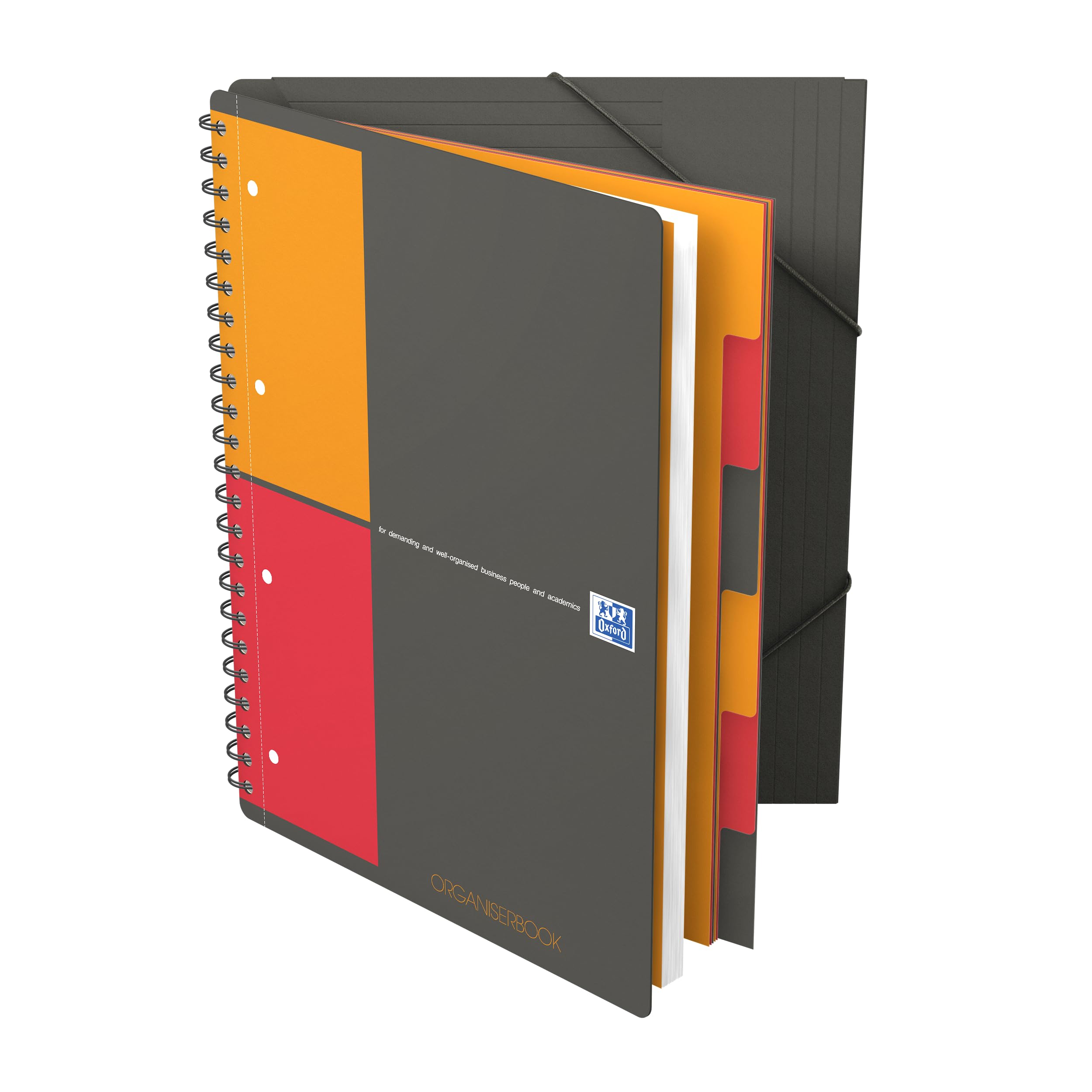 Oxford, Maxi Spiralato Organiserbook A4+, Rigatura 5mm, 160 Pagine, Carta 80gr , App Scribzee, Nero