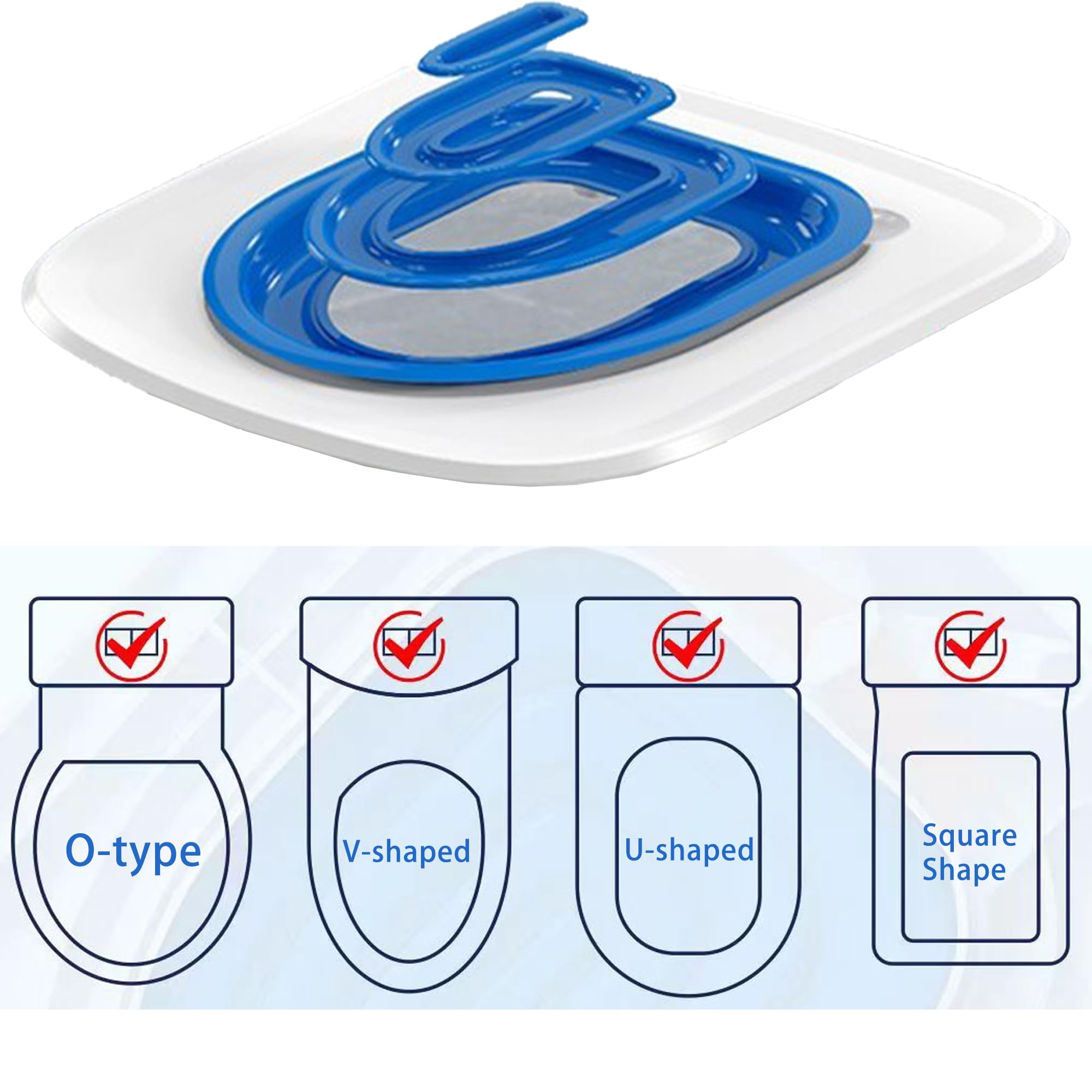 SUQ Cat Trainer Toilet Kit de Formation aux WC pour Chats, Pack Réutilisable en Plastique Bleu