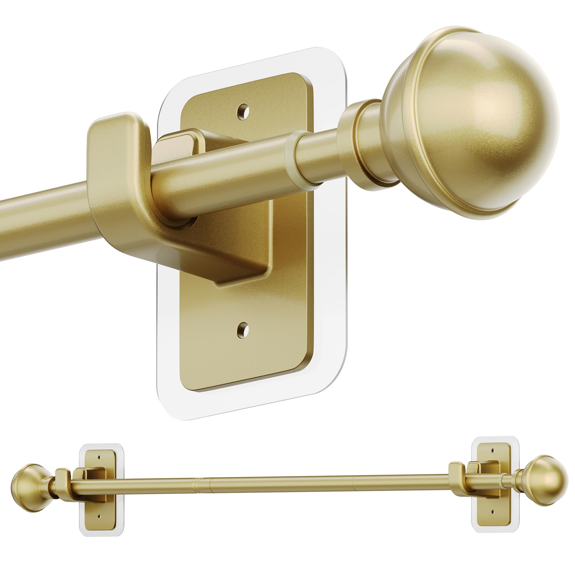 Photo 1 of ENJOYBASICS Curtain Rods No Drilling for Renter, 28-47" Adjustable, Gold