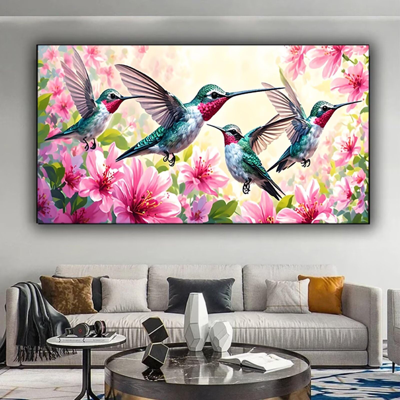Malen nach Zahlen Kinder Kolibri Malen Nach Zahlen Erwachsene, Geschenke für Mädchen Junge Bastelset Set, Malen nach Zahlen Blume | Malen nach Zahlen Ohne Rahmen, (60x120cm) Bastelset Erwachsene Z-2