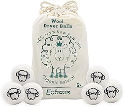 Pallina Gomitoli Di Lana Dryer & Asciugatrice Lavatrice (7 cm Diametro) Palle Di Asciugatrice, Naturale e Riutilizzabile ,Funzione Ammorbidente ,Handmade Da Echoss,6 Pallina